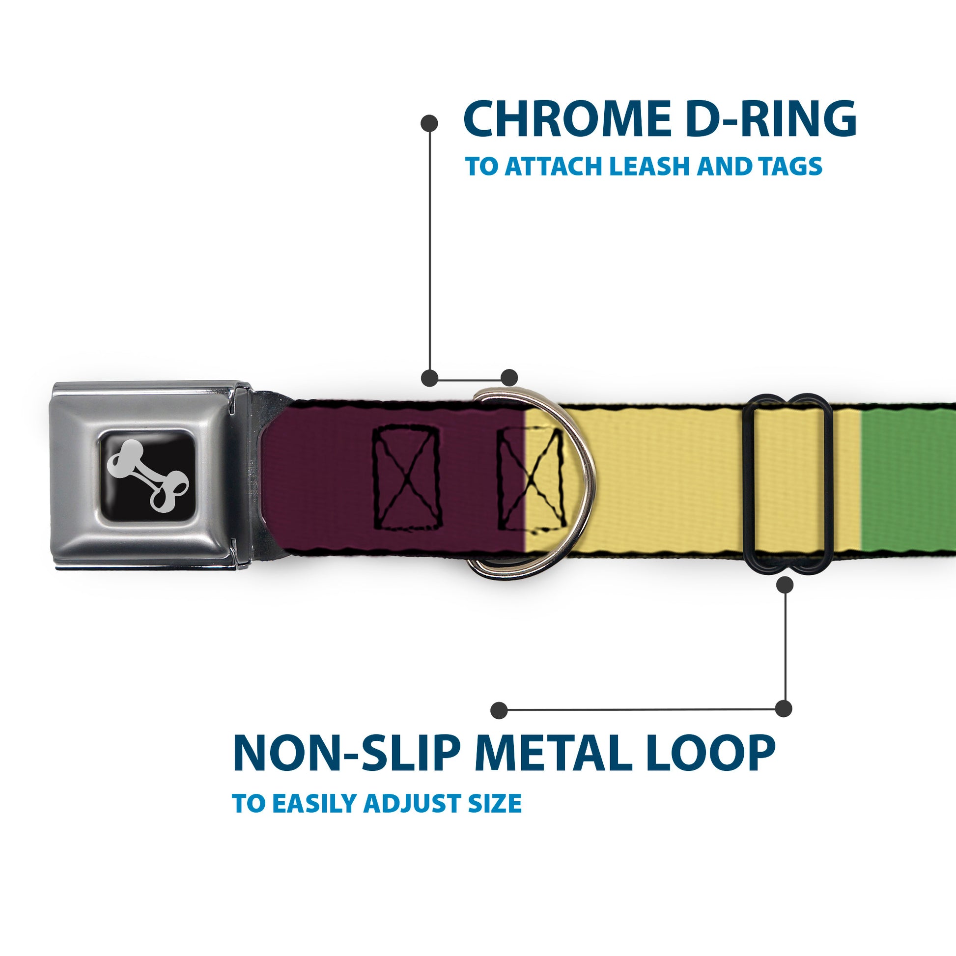 Dog Bone Black/Silver Seatbelt Buckle Collar - Summer Essentials Color Block 5 Seatbelt Buckle Collars Buckle-Down