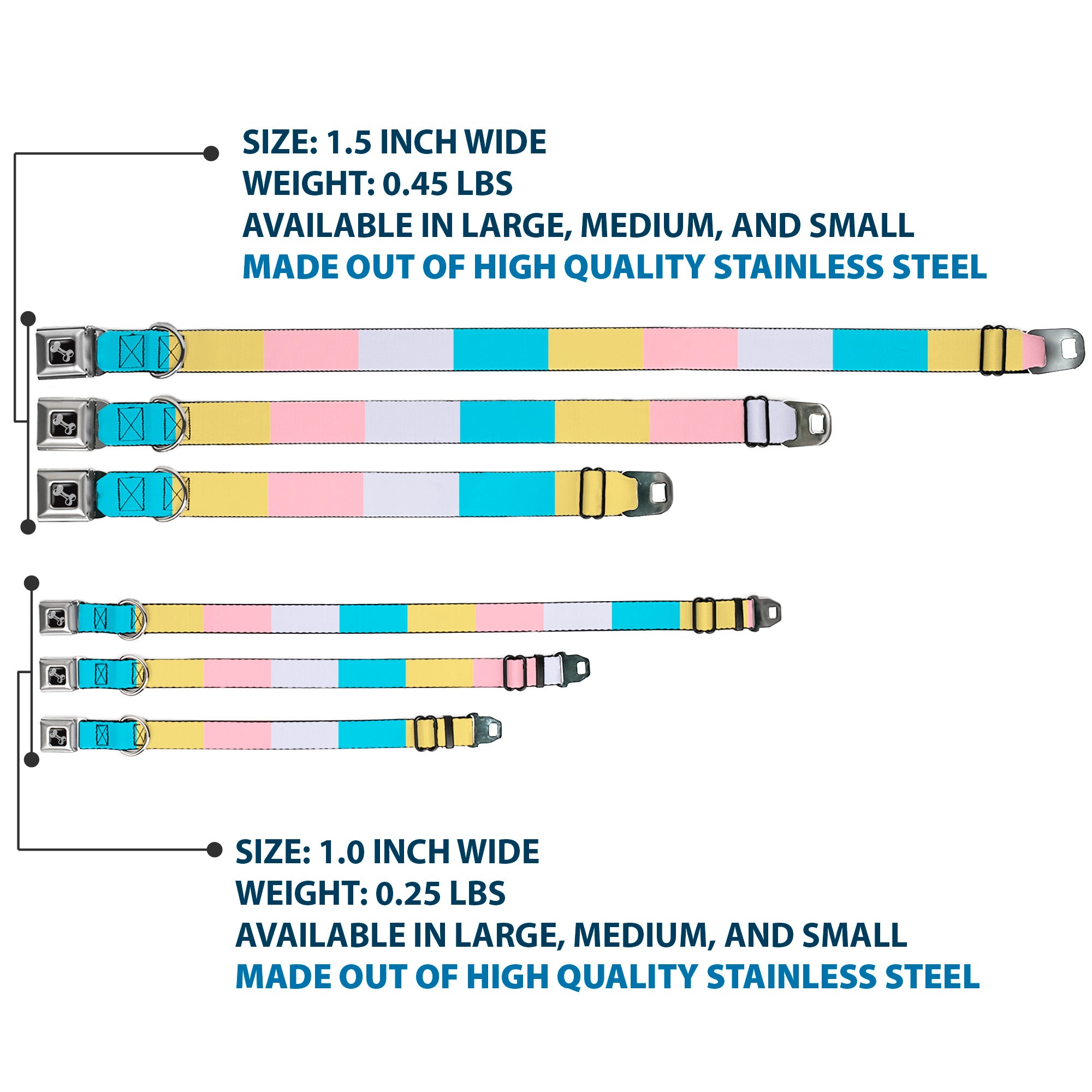 Dog Bone Black/Silver Seatbelt Buckle Collar - Summer Essentials Color Block 6 Seatbelt Buckle Collars Buckle-Down