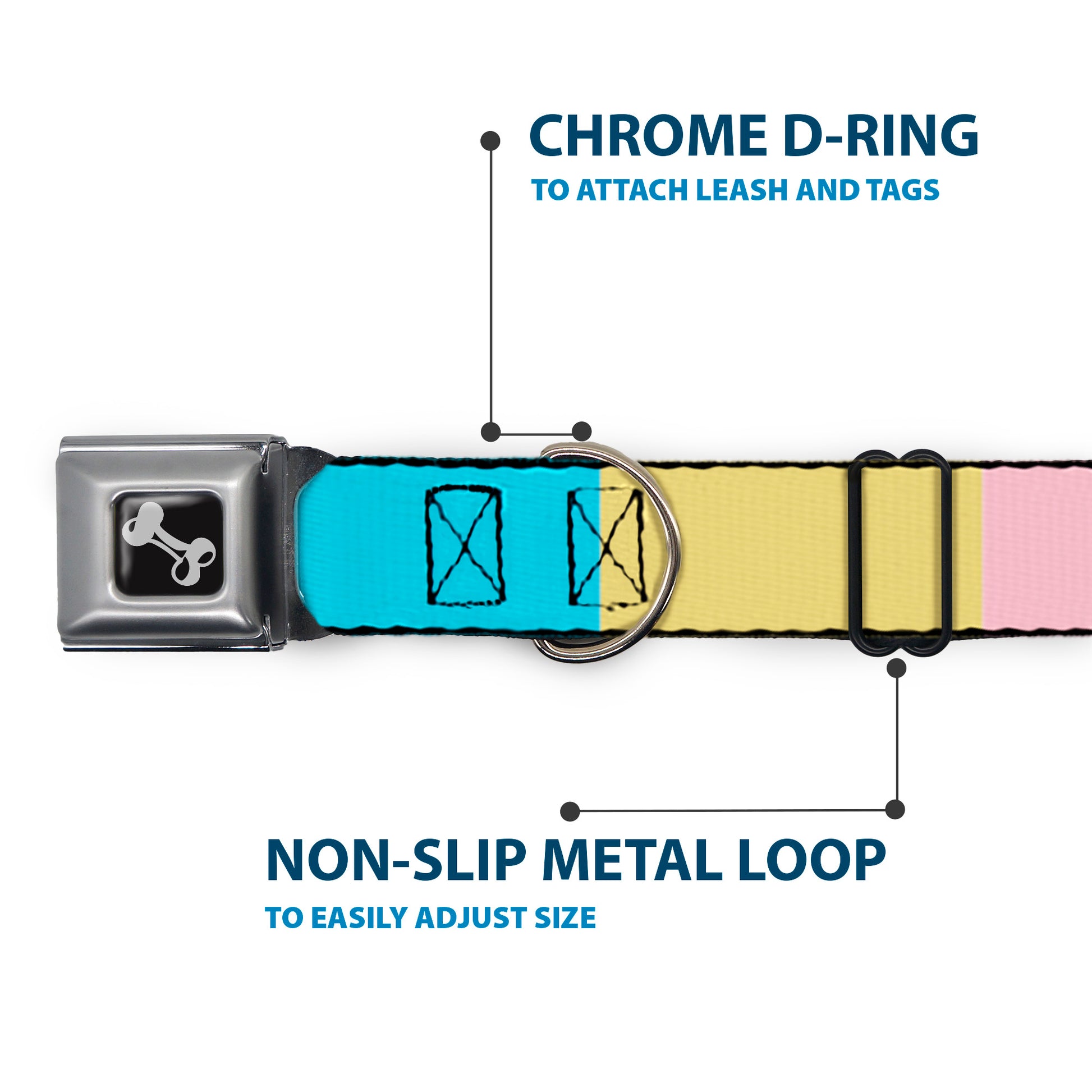Dog Bone Black/Silver Seatbelt Buckle Collar - Summer Essentials Color Block 6 Seatbelt Buckle Collars Buckle-Down