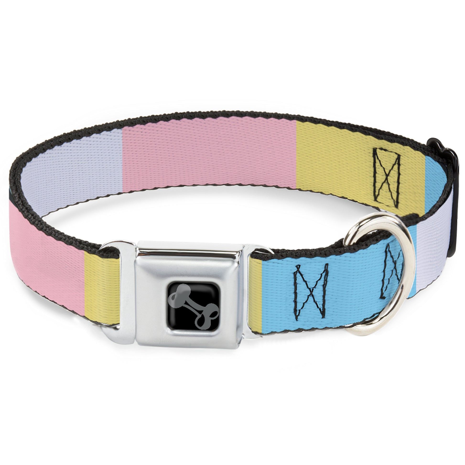 Dog Bone Black/Silver Seatbelt Buckle Collar - Summer Essentials Color Block 6 Seatbelt Buckle Collars Buckle-Down