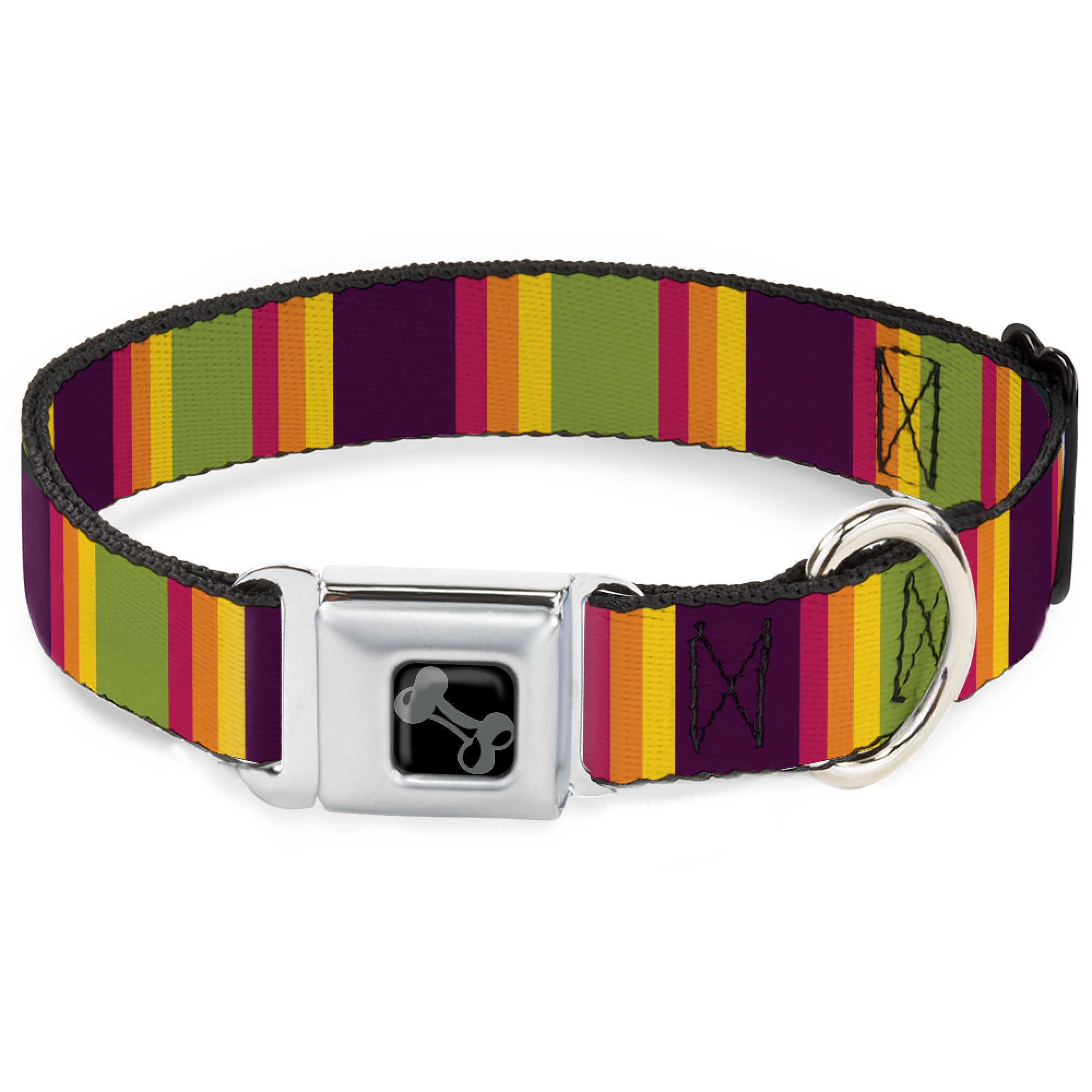 Dog Bone Black/Silver Seatbelt Buckle Collar - Summer Essentials Color Block 7 Seatbelt Buckle Collars Buckle-Down