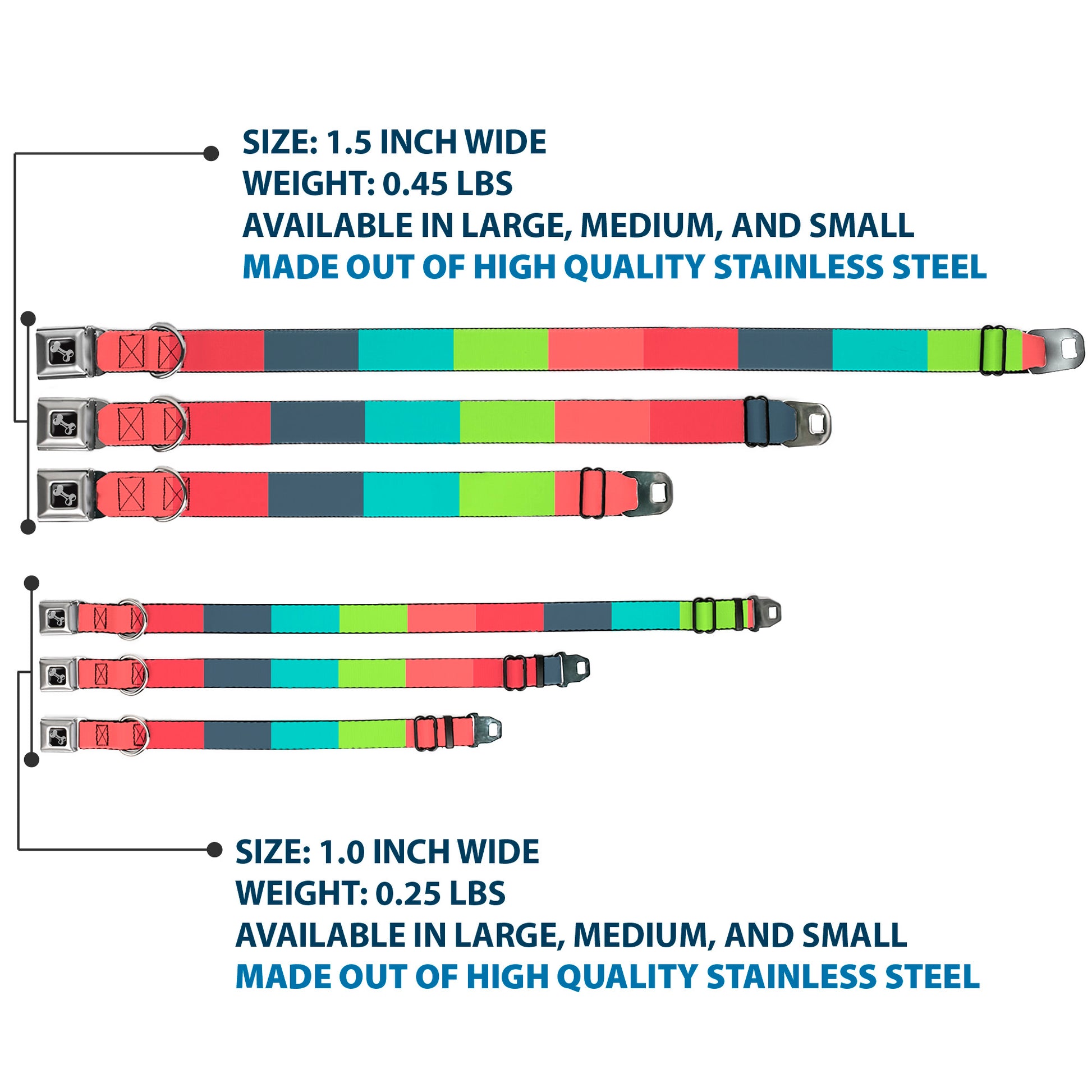 Dog Bone Black/Silver Seatbelt Buckle Collar - Summer Essentials Color Block 8 Seatbelt Buckle Collars Buckle-Down