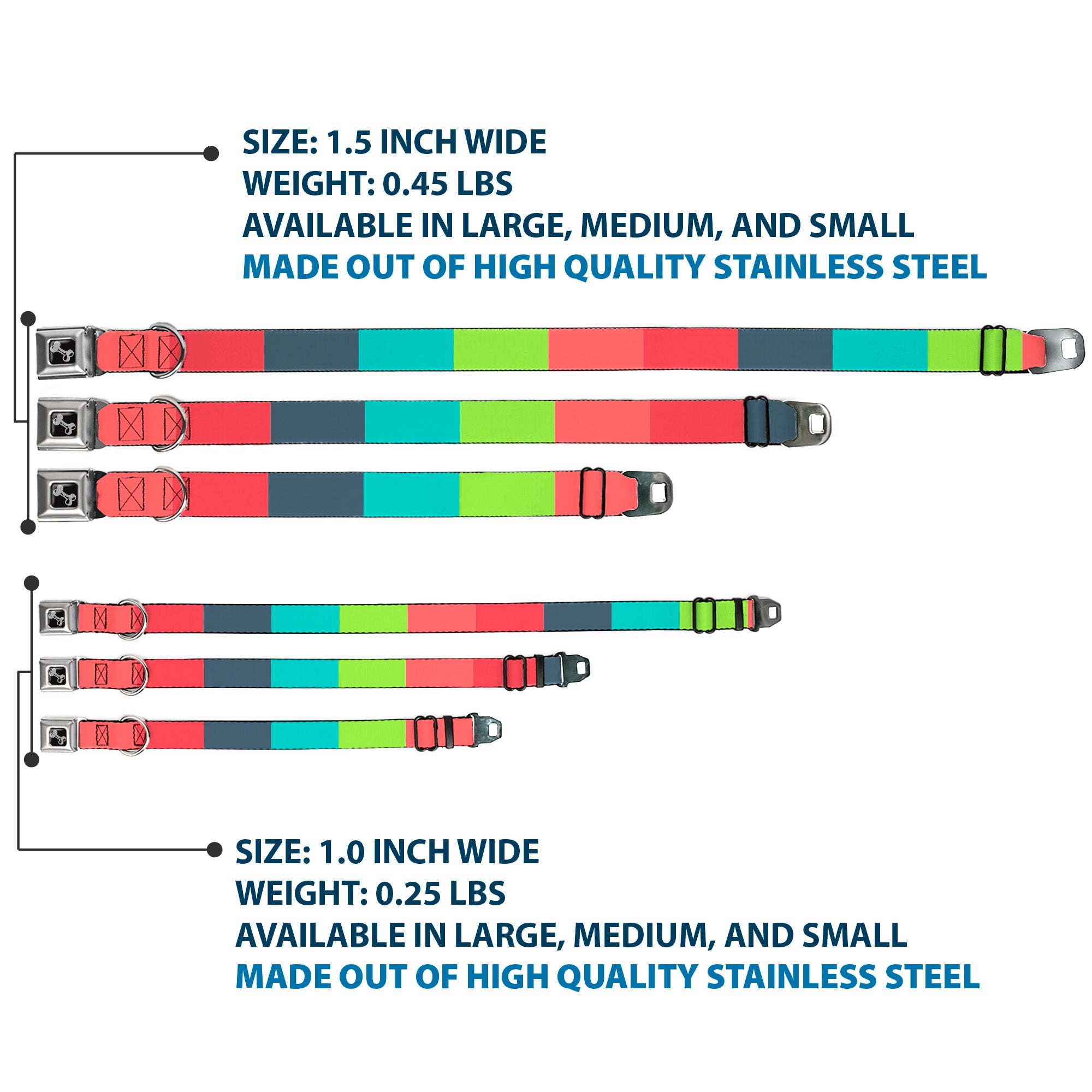 Dog Bone Black/Silver Seatbelt Buckle Collar - Summer Essentials Color Block 8 Seatbelt Buckle Collars Buckle-Down