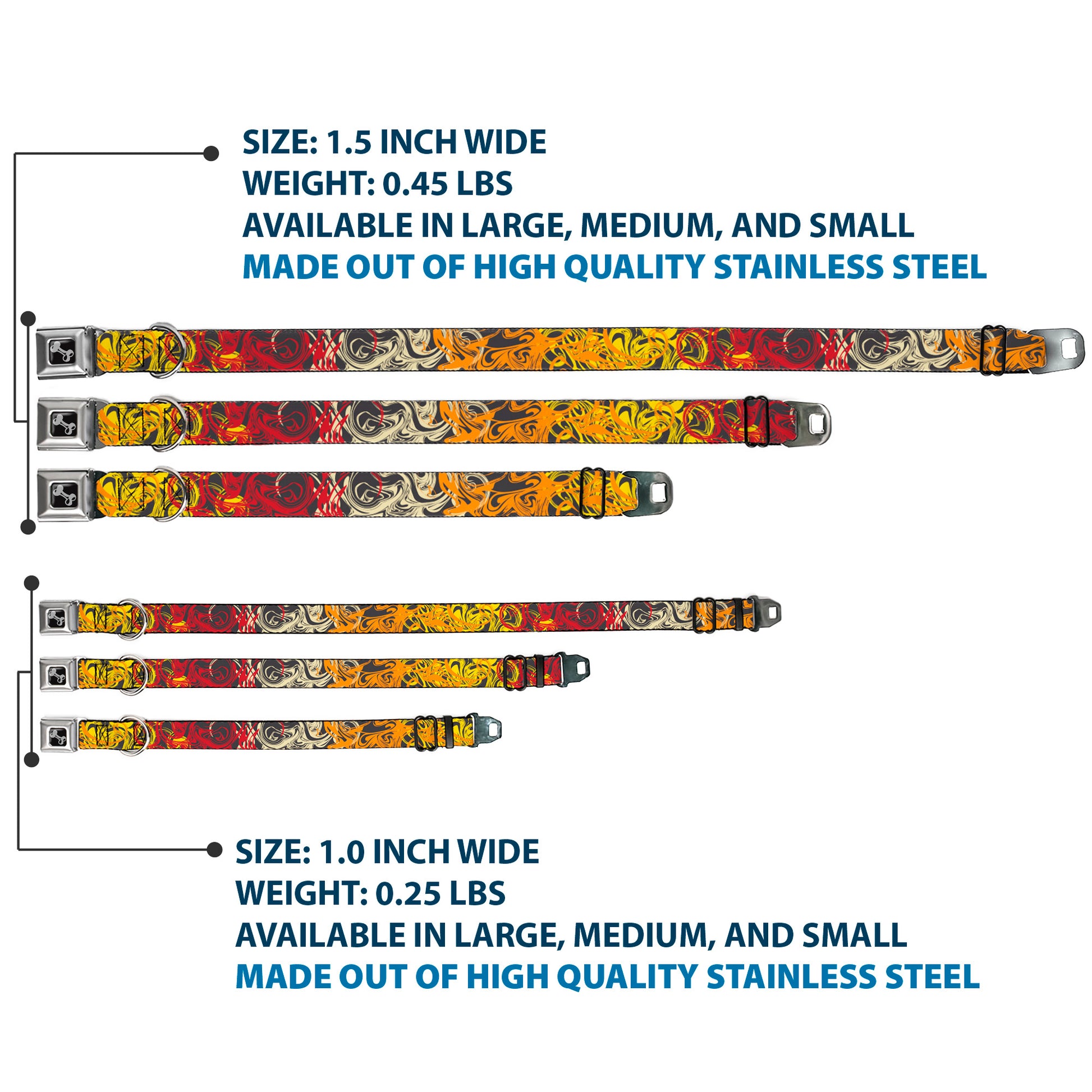 Dog Bone Black/Silver Seatbelt Buckle Collar - Swirl Mix Gray/Multi Color Seatbelt Buckle Collars Buckle-Down