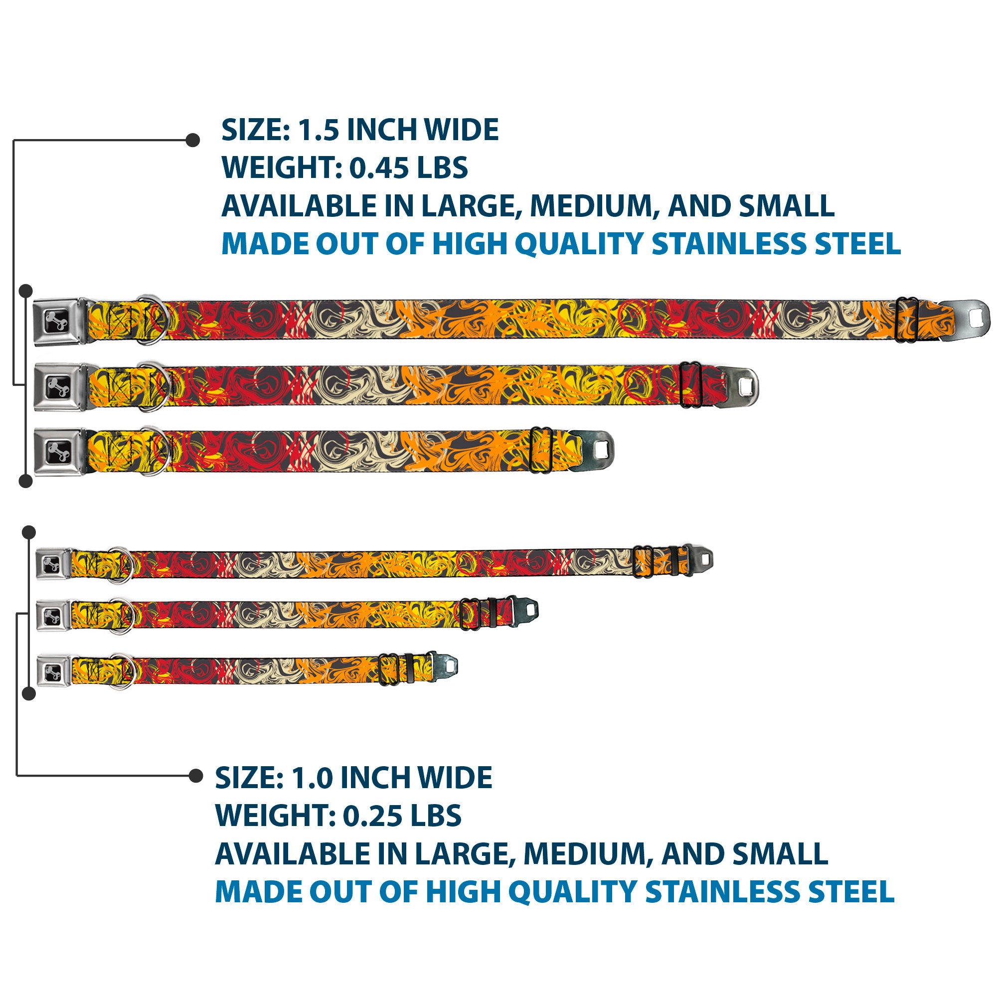 Dog Bone Black/Silver Seatbelt Buckle Collar - Swirl Mix Gray/Multi Color Seatbelt Buckle Collars Buckle-Down