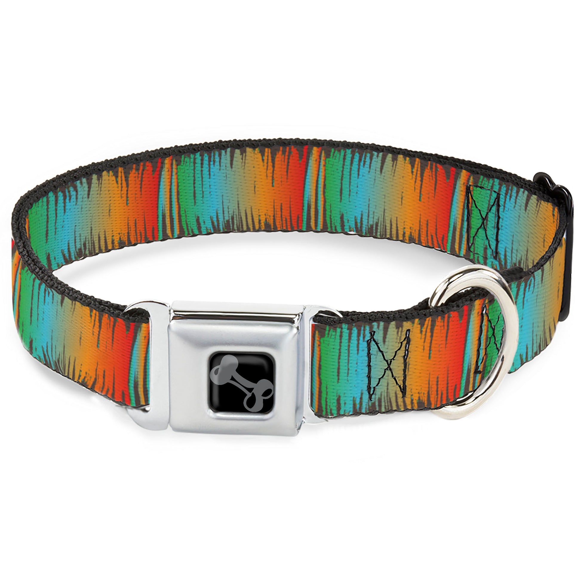 Dog Bone Black/Silver Seatbelt Buckle Collar - Scribble Zarape Fade Brown/Multi Color Seatbelt Buckle Collars Buckle-Down