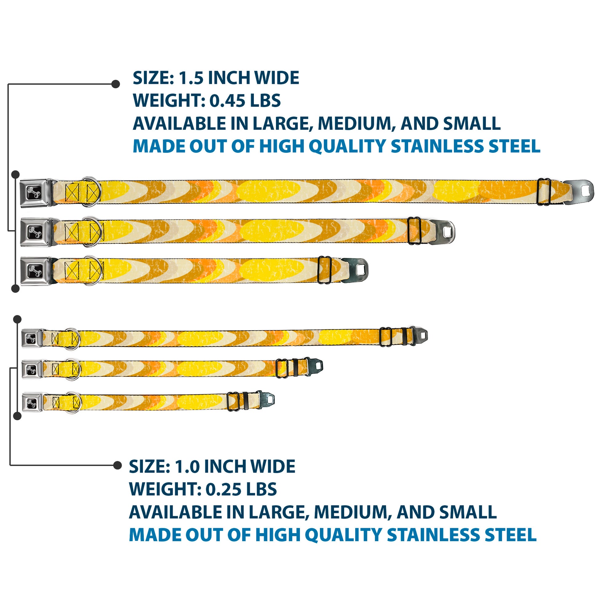 Dog Bone Black/Silver Seatbelt Buckle Collar - Spots Stacked Weathered Yellows/Browns Seatbelt Buckle Collars Buckle-Down