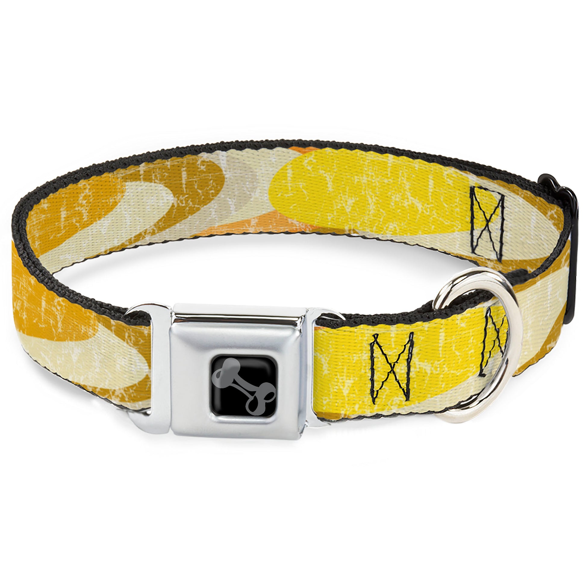 Dog Bone Black/Silver Seatbelt Buckle Collar - Spots Stacked Weathered Yellows/Browns Seatbelt Buckle Collars Buckle-Down