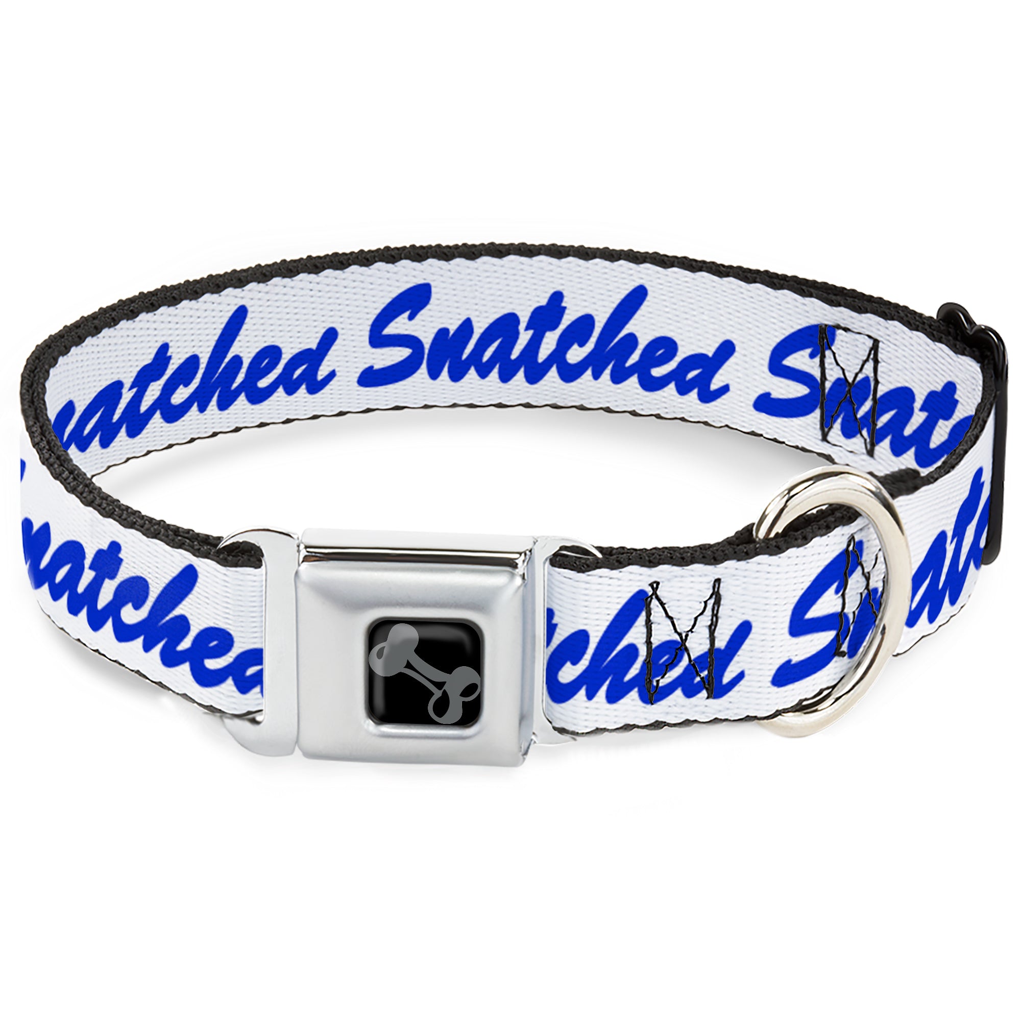 Dog Bone Black/Silver Seatbelt Buckle Collar - SNATCHED Script White/Blue Seatbelt Buckle Collars Buckle-Down