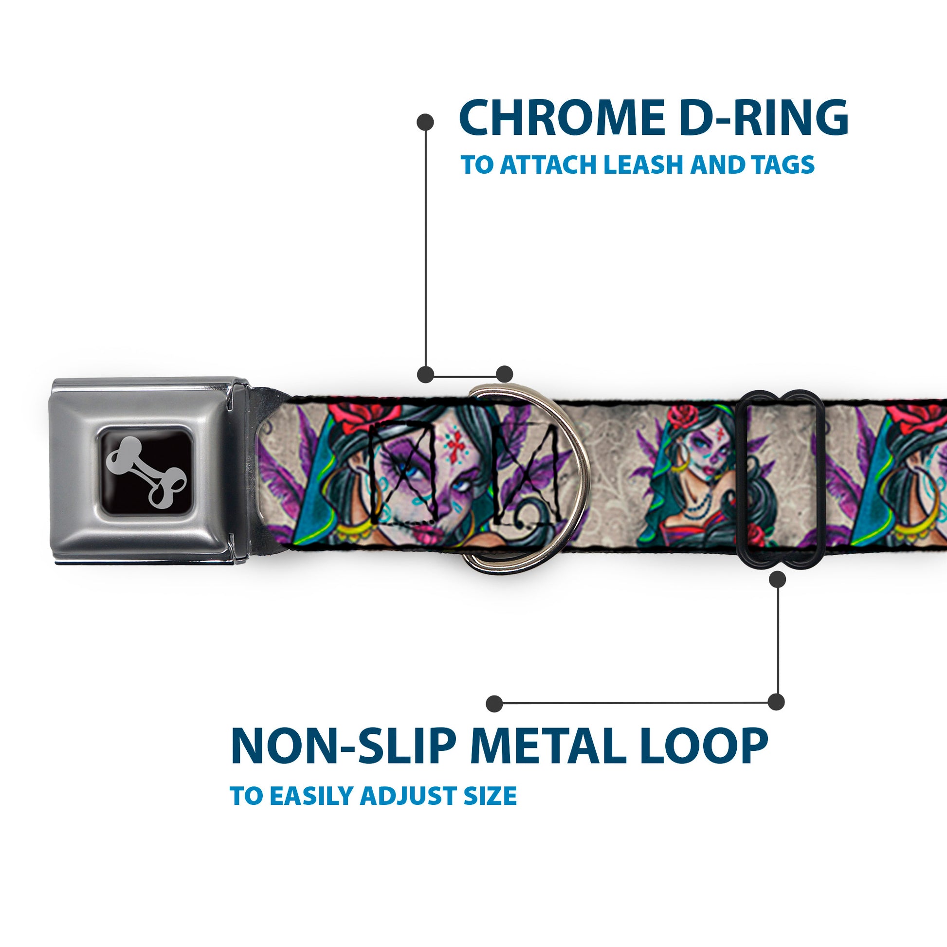 SPACE INVADERS Title Full Color Seatbelt Buckle Collar - Muerta Seatbelt Buckle Collars Sexy Ink Girls