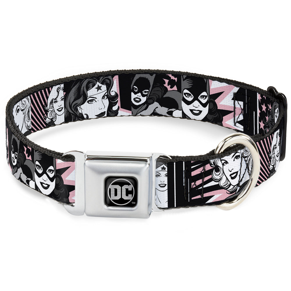 DC Round Logo Black/Silver Seatbelt Buckle Collar - Batgirl/Wonder Woman/Supergirl Retro Panels Black/Pink/White Seatbelt Buckle Collars DC Comics