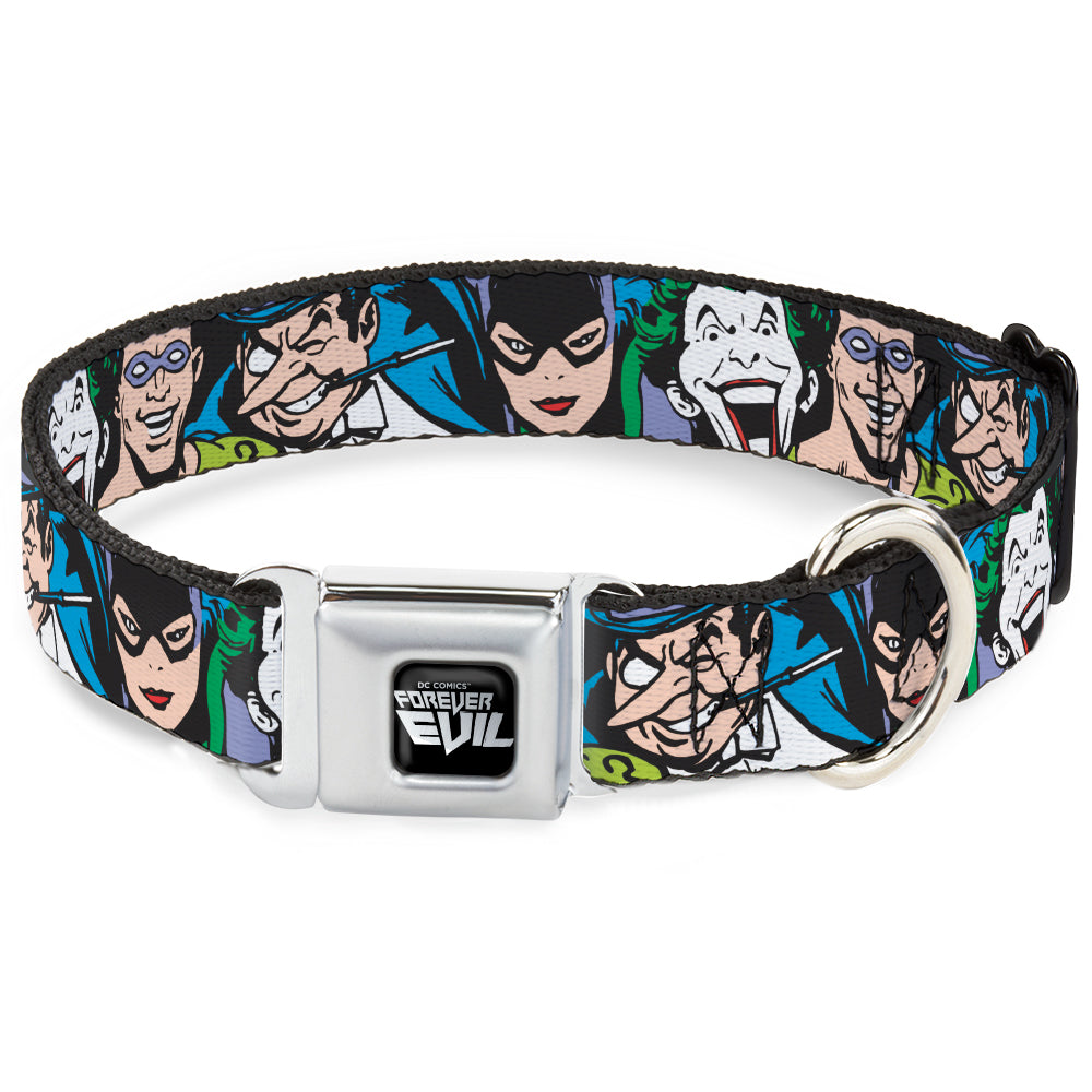 DC COMICS FOREVER EVIL Logo Black/Silver Seatbelt Buckle Collar - Justice League Villains CLOSE-UP Seatbelt Buckle Collars DC Comics