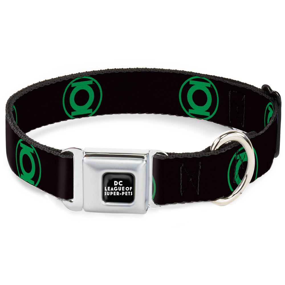 DC LEAGUE OF SUPER-PETS Logo Full Color Black/White Seatbelt Buckle Collar - DC League of Super-Pets Green Lantern Logo Black/Green Seatbelt Buckle Collars DC Comics