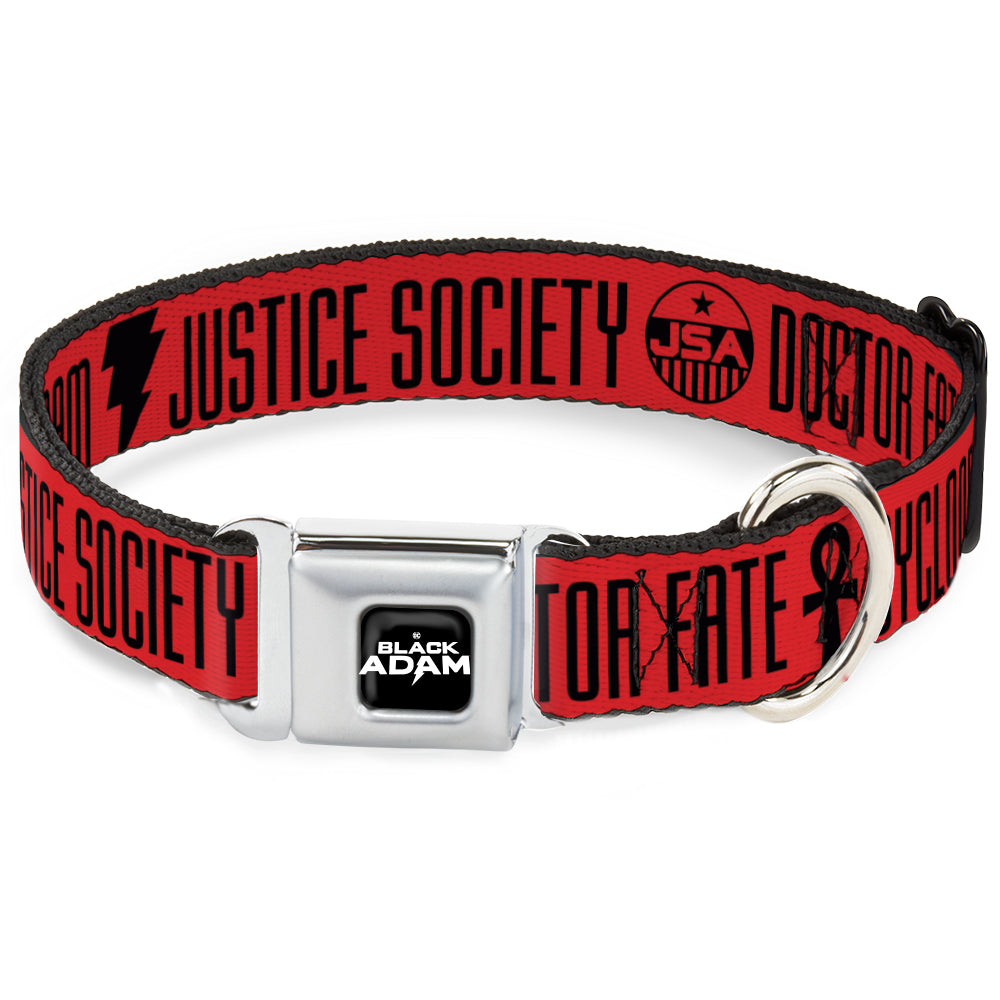 DC BLACK ADAM Title Logo Full Color Black/White Seatbelt Buckle Collar - Black Adam JUSTICE SOCIETY Icons and Text Red/Black Seatbelt Buckle Collars DC Comics