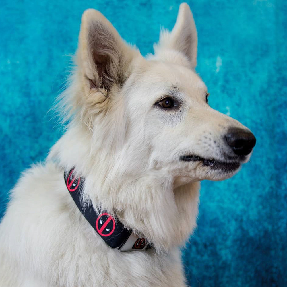 MARVEL DEADPOOL Deadpool Logo Full Color Black Red White Seatbelt Buckle Collar - Deadpool Logo Black/Red/White Seatbelt Buckle Collars Marvel Comics