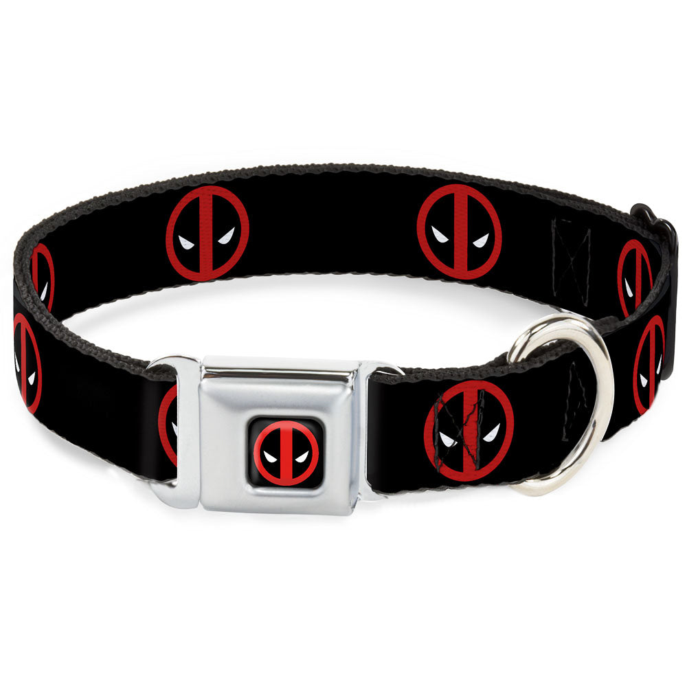 MARVEL DEADPOOL Deadpool Logo Full Color Black Red White Seatbelt Buckle Collar - Deadpool Logo Black/Red/White Seatbelt Buckle Collars Marvel Comics