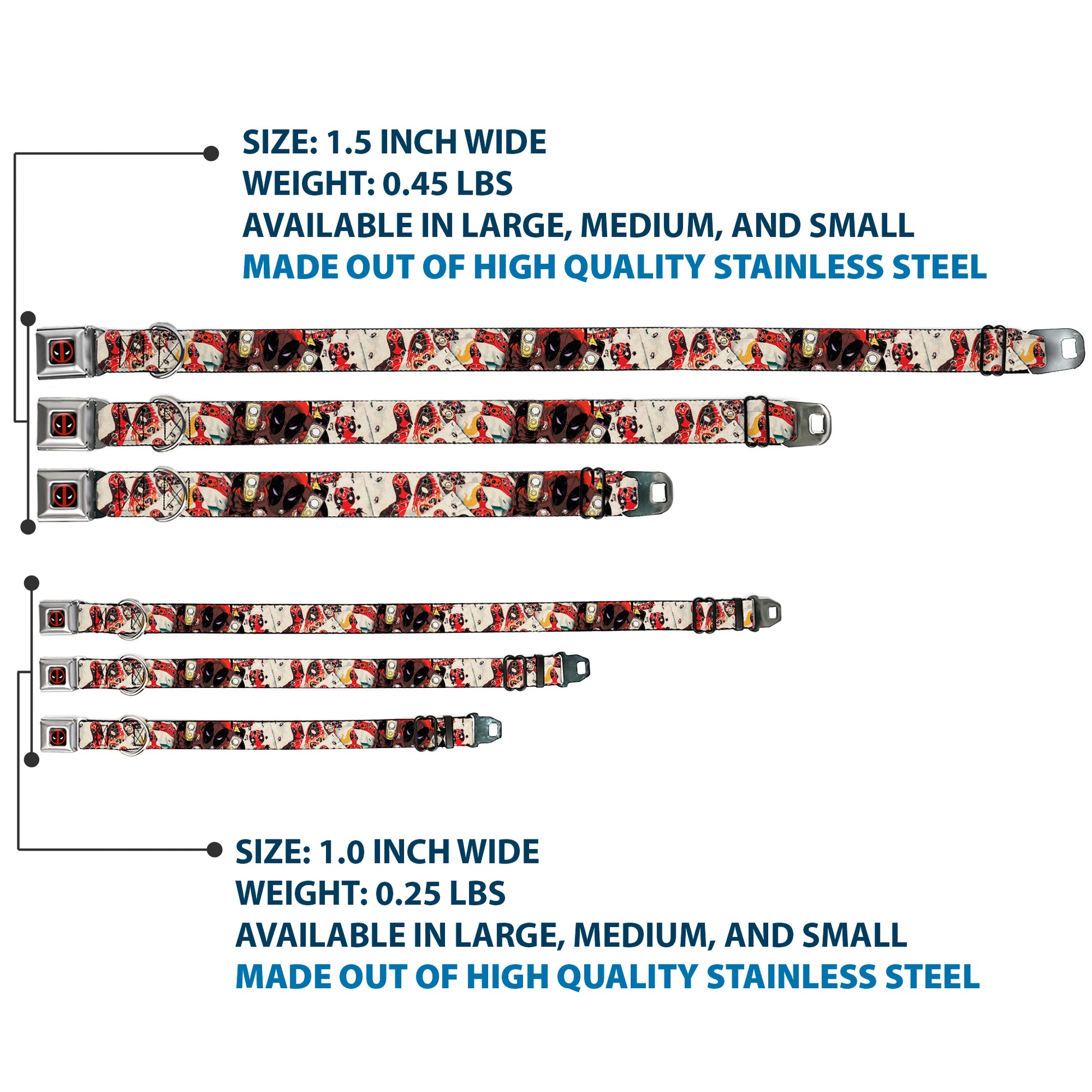 MARVEL DEADPOOL Deadpool Logo Full Color Black Red White Seatbelt Buckle Collar - Deadpool Shooting/Targets Seatbelt Buckle Collars Marvel Comics