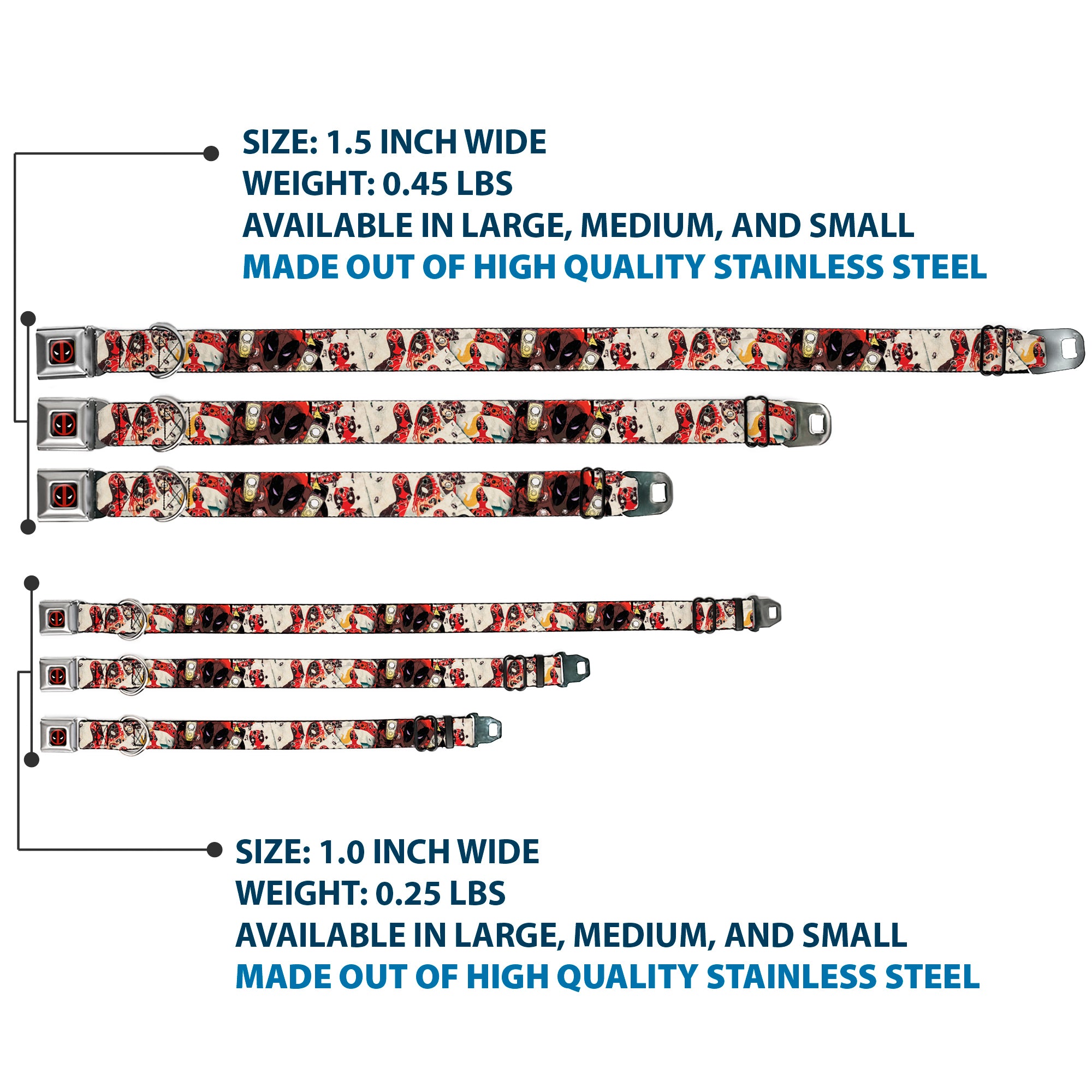 MARVEL DEADPOOL Deadpool Logo Full Color Black Red White Seatbelt Buckle Collar - Deadpool Shooting/Targets Seatbelt Buckle Collars Marvel Comics