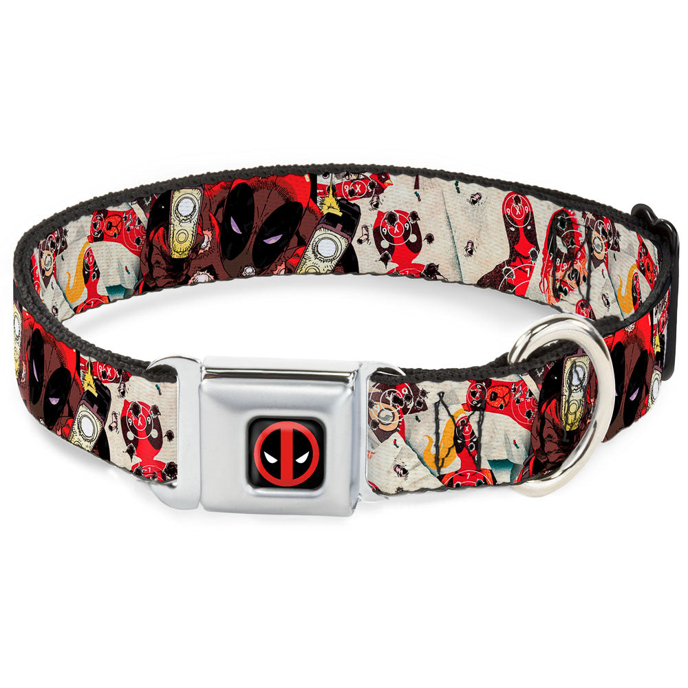 MARVEL DEADPOOL Deadpool Logo Full Color Black Red White Seatbelt Buckle Collar - Deadpool Shooting/Targets Seatbelt Buckle Collars Marvel Comics