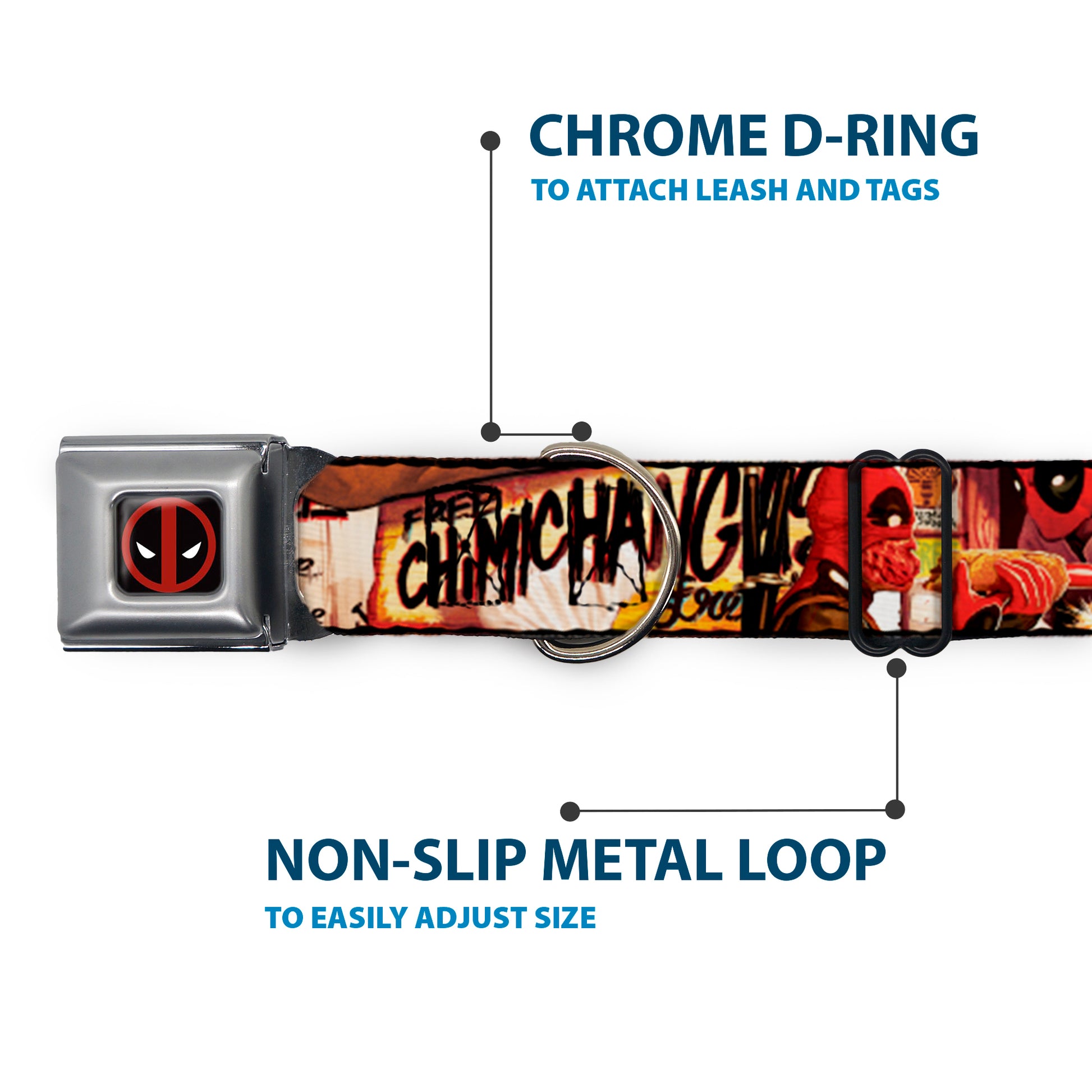 Deadpool Logo Black/Red/White Seatbelt Buckle Collar - Deadpool Kills Deadpool #2 Cover Dynamite Chimichanga Seatbelt Buckle Collars Marvel Comics