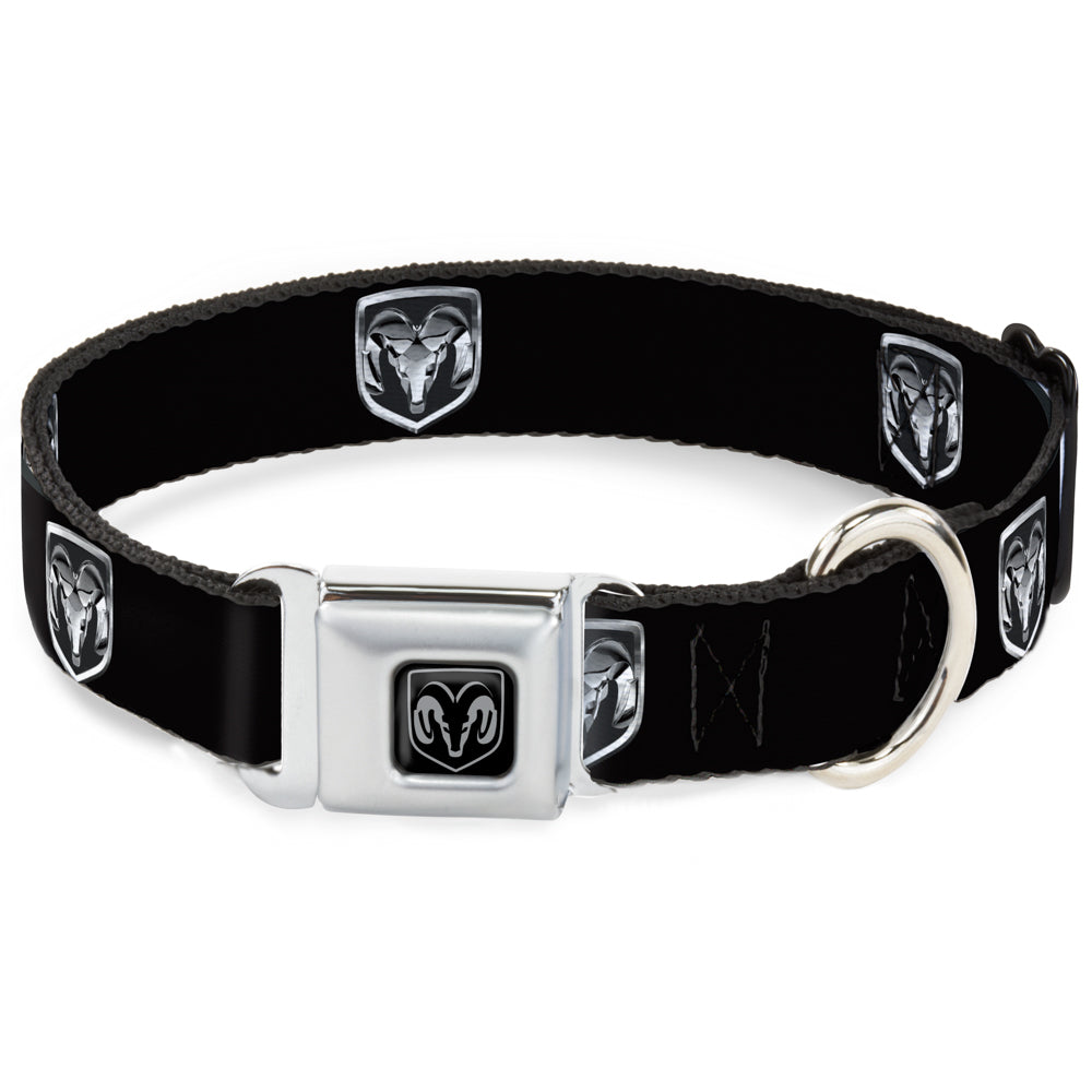 Ram Black/Silver Seatbelt Buckle Collar - Ram Black/Silver Logo REPEAT Seatbelt Buckle Collars Ram