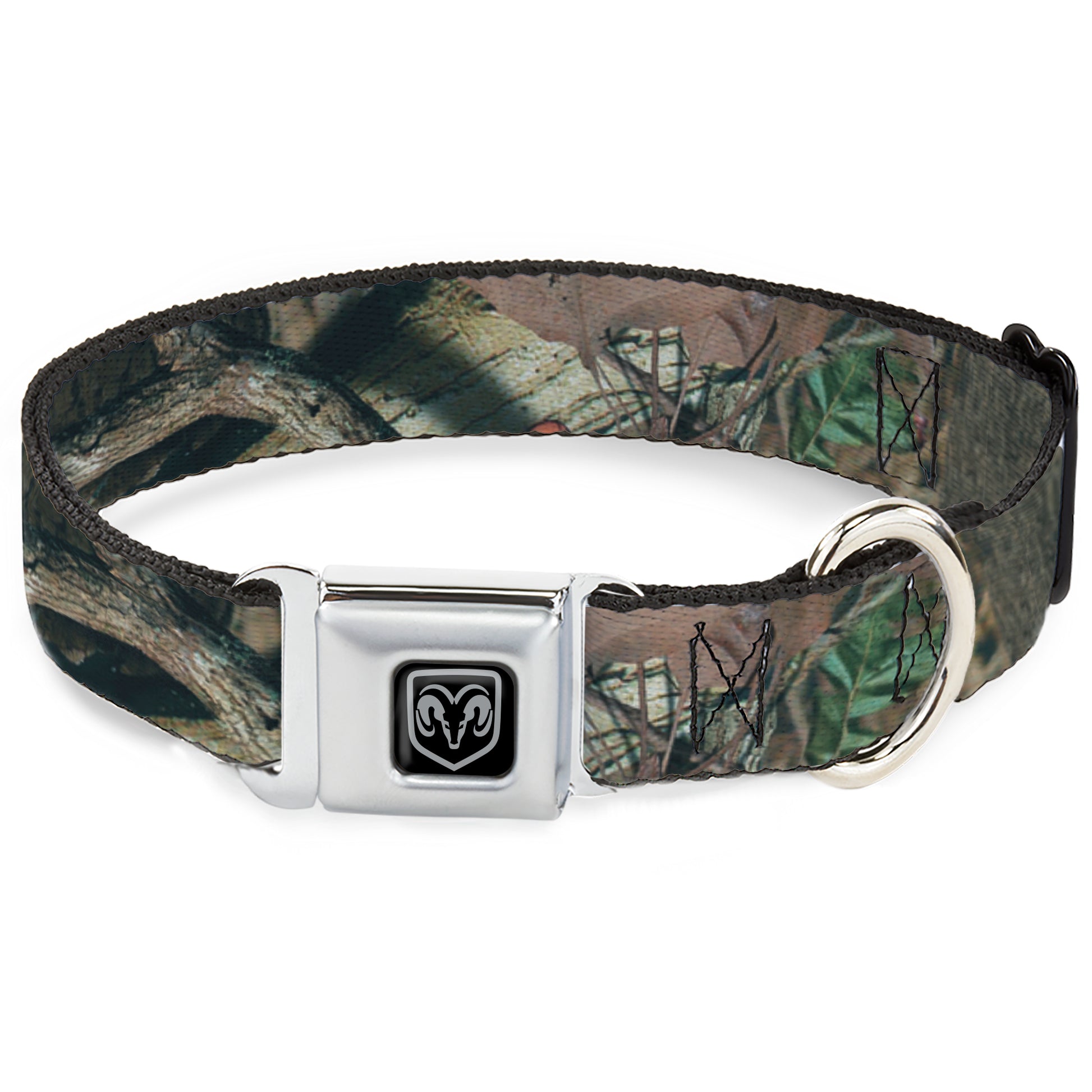 Ram Black/Silver Seatbelt Buckle Collar - Mossy Oak Break-Up Infinity Seatbelt Buckle Collars Ram/Mossy Oak