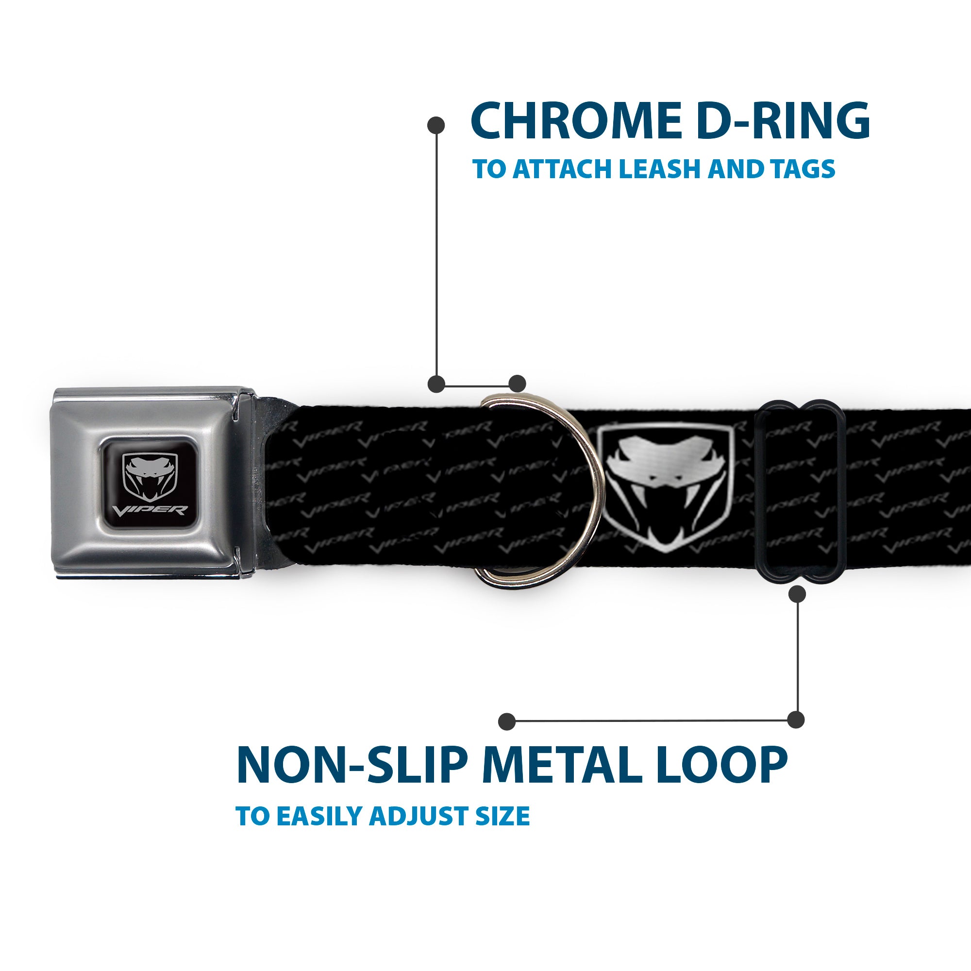 Dodge Viper Seatbelt Buckle Collar - Dodge Viper REPEAT w/Text Seatbelt Buckle Collars Dodge