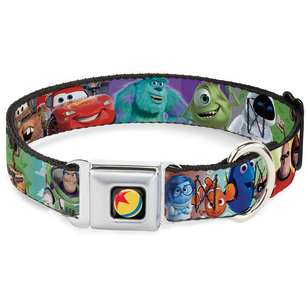 Disney Pixar Luxo Ball Full Color Black/Yellow/Blue/Red Seatbelt Buckle Collar - Disney Pixar 7-Movie Character Collage Seatbelt Buckle Collars Disney