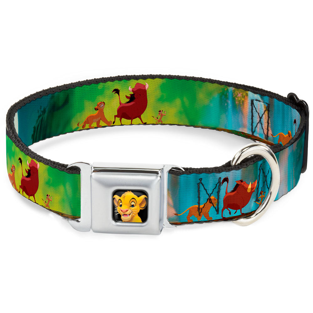 Simba2 CLOSE-UP Full Color Seatbelt Buckle Collar - Lion King Simba, Pumba & Timon Growing Up Seatbelt Buckle Collars Disney