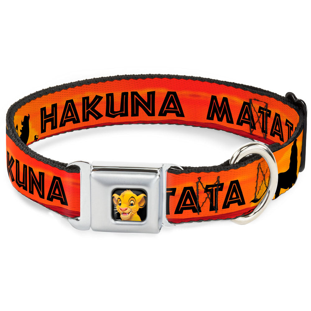 Simba2 CLOSE-UP Full Color Seatbelt Buckle Collar - Lion King HAKUNA MATATA Sunset Oranges/Black Seatbelt Buckle Collars Disney