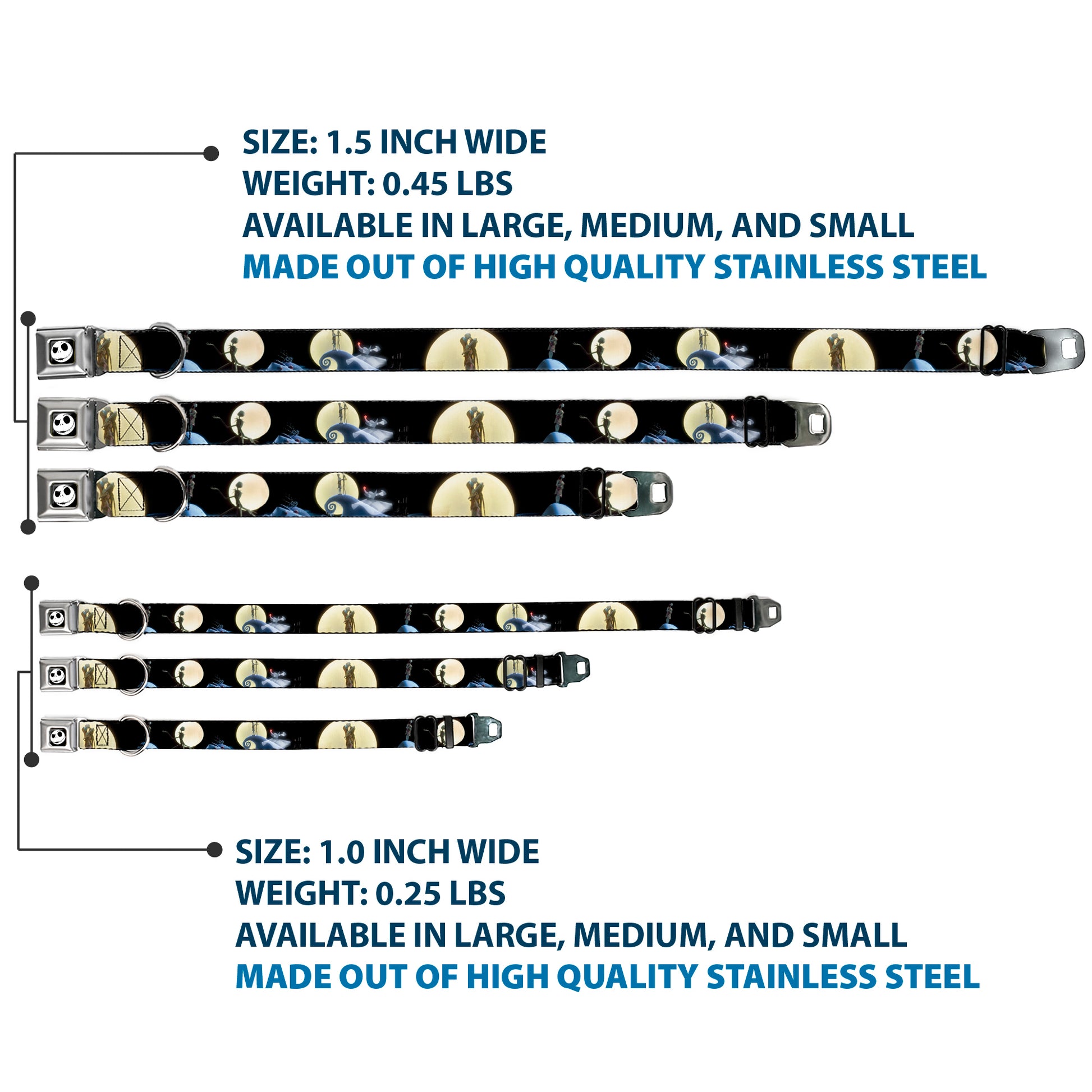 Jack Expression2 Full Color Seatbelt Buckle Collar - NBC Jack & Sally Moon Scenes Seatbelt Buckle Collars Disney