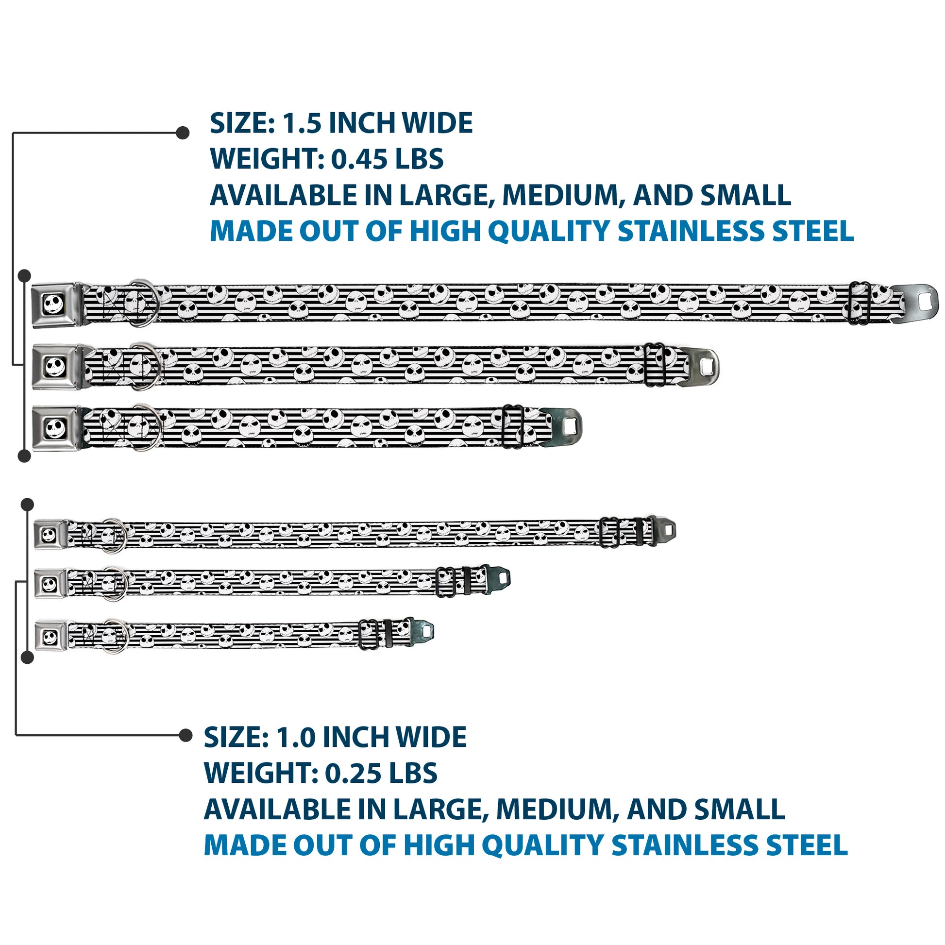 Jack Expression2 Full Color Seatbelt Buckle Collar - Jack Expressions/Stripe White/Black Seatbelt Buckle Collars Disney