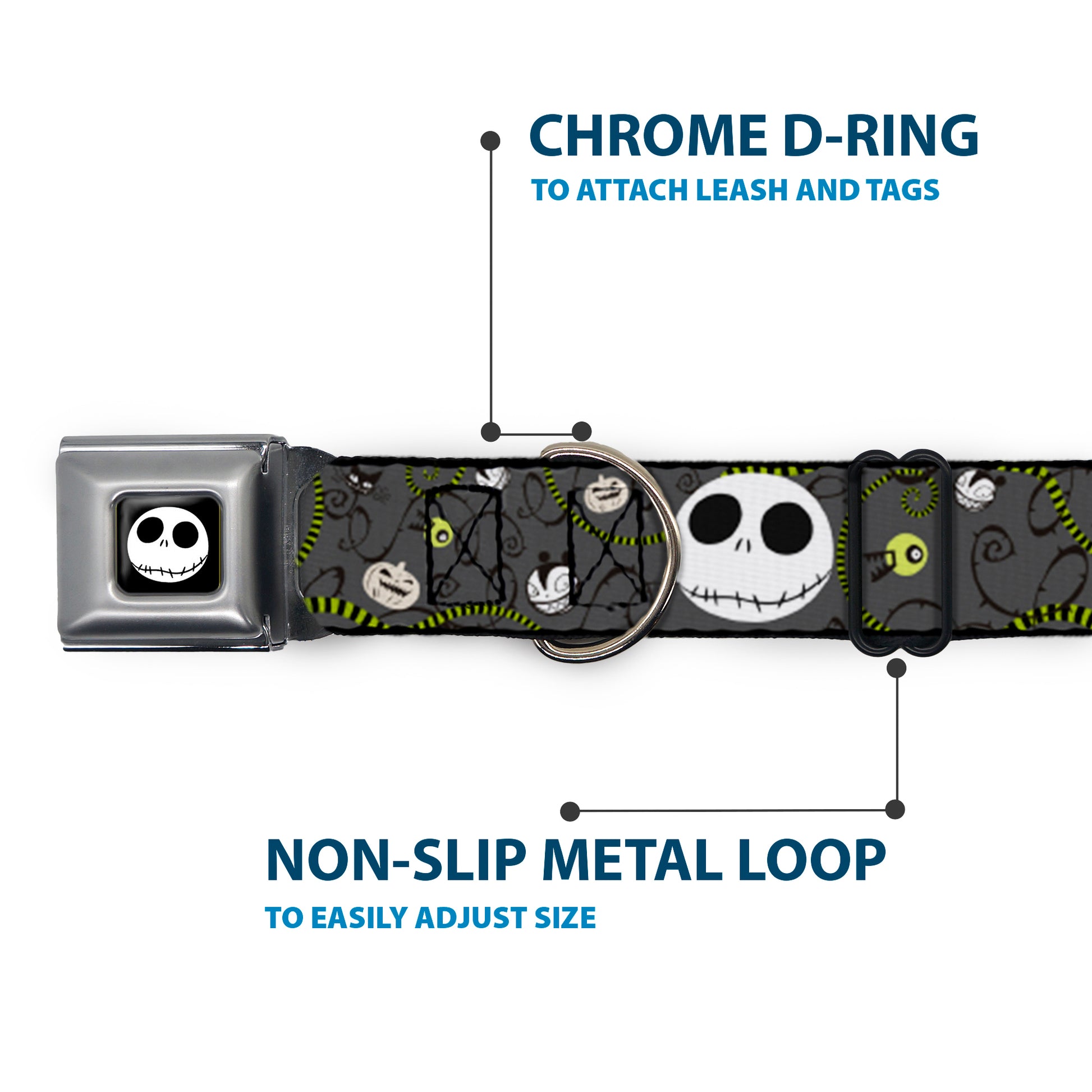 Jack Expression4 Full Color Seatbelt Buckle Collar - NBC Jack Expressions/Halloween Elements Gray Seatbelt Buckle Collars Disney