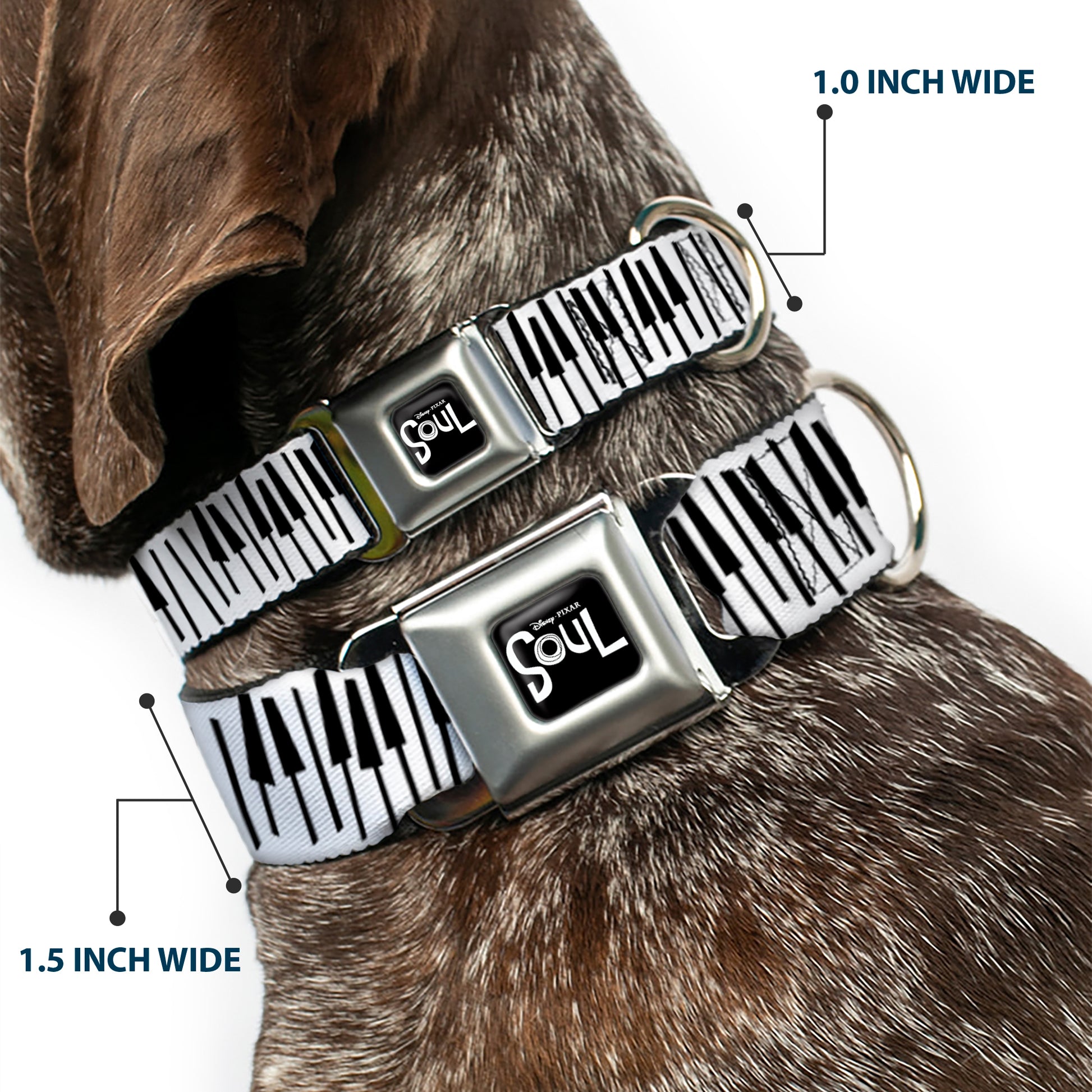 SOUL Text Logo Full Color Black/White Seatbelt Buckle Collar - Soul Piano Keys White/Black Seatbelt Buckle Collars Disney