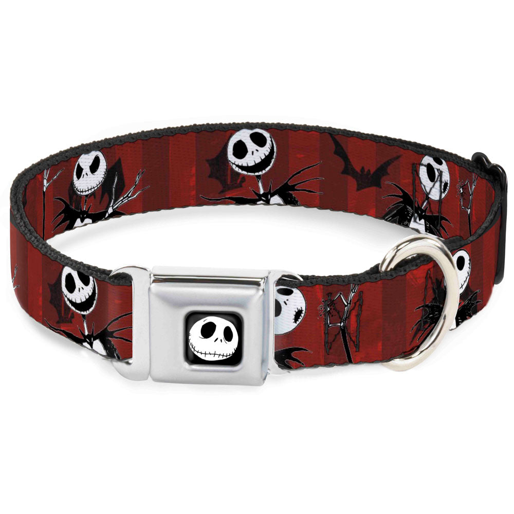 Jack Expression5 Full Color Seatbelt Buckle Collar - Nightmare Before Christmas Jack Poses/Bats Red Stripe Seatbelt Buckle Collars Disney