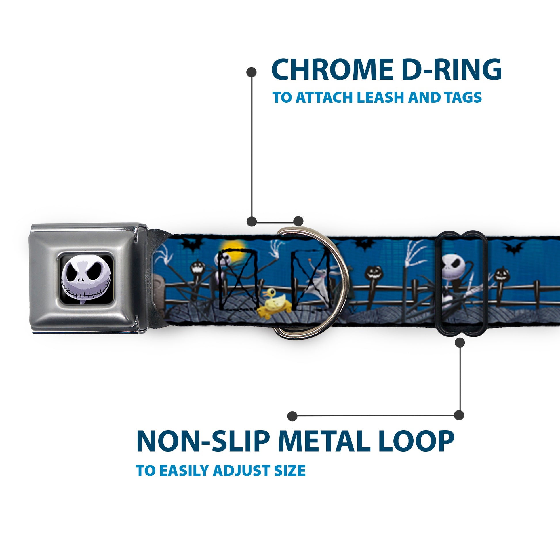 Jack Expression6 Full Color Seatbelt Buckle Collar - Nightmare Before Christmas Jack, Zombie Duck & Zero Cemetery Scene Seatbelt Buckle Collars Disney