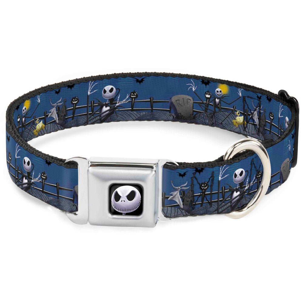 Jack Expression6 Full Color Seatbelt Buckle Collar - Nightmare Before Christmas Jack, Zombie Duck & Zero Cemetery Scene Seatbelt Buckle Collars Disney