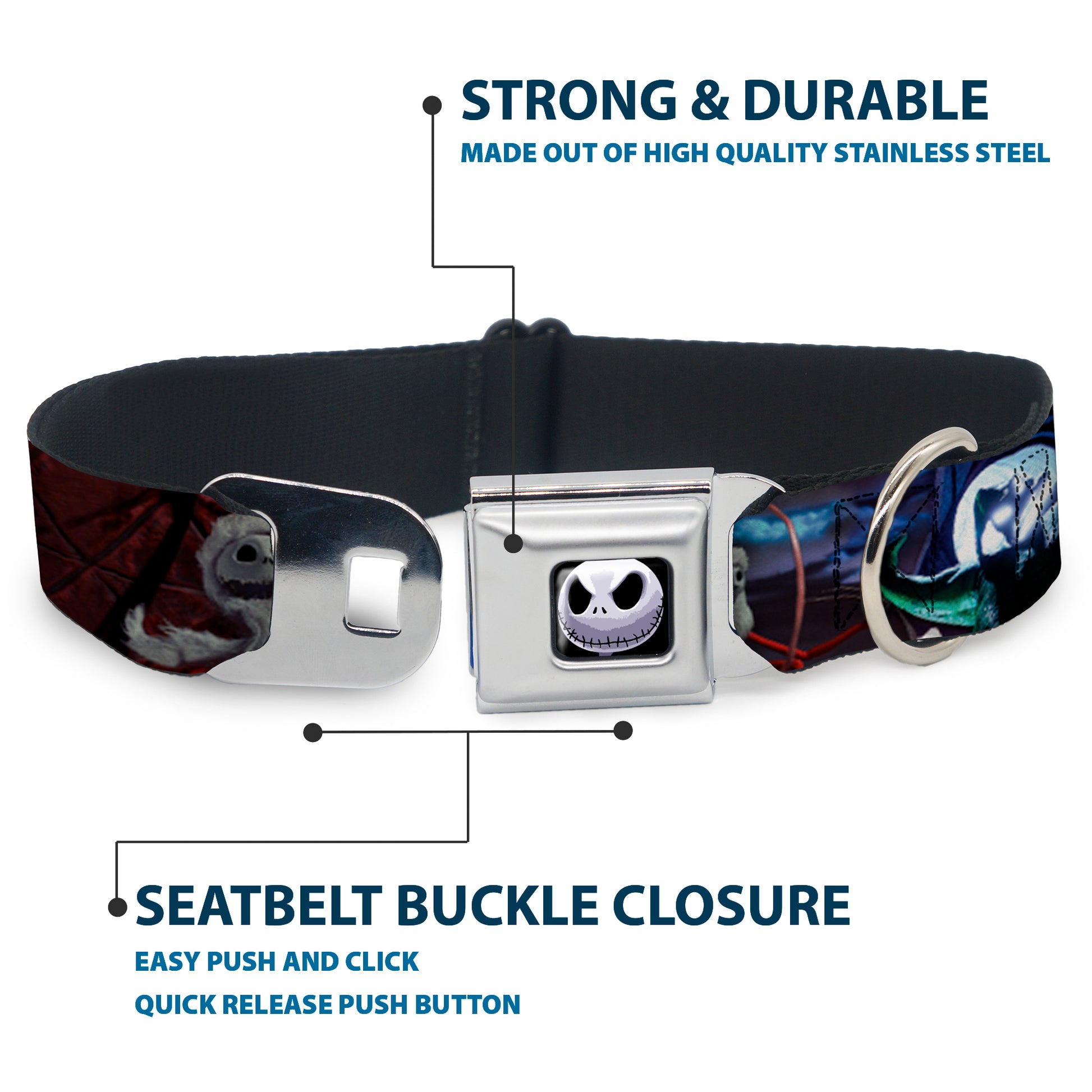 Jack Expression6 Full Color Seatbelt Buckle Collar - NBC Jack, Oogie Boogie, Santa Scene Seatbelt Buckle Collars Disney