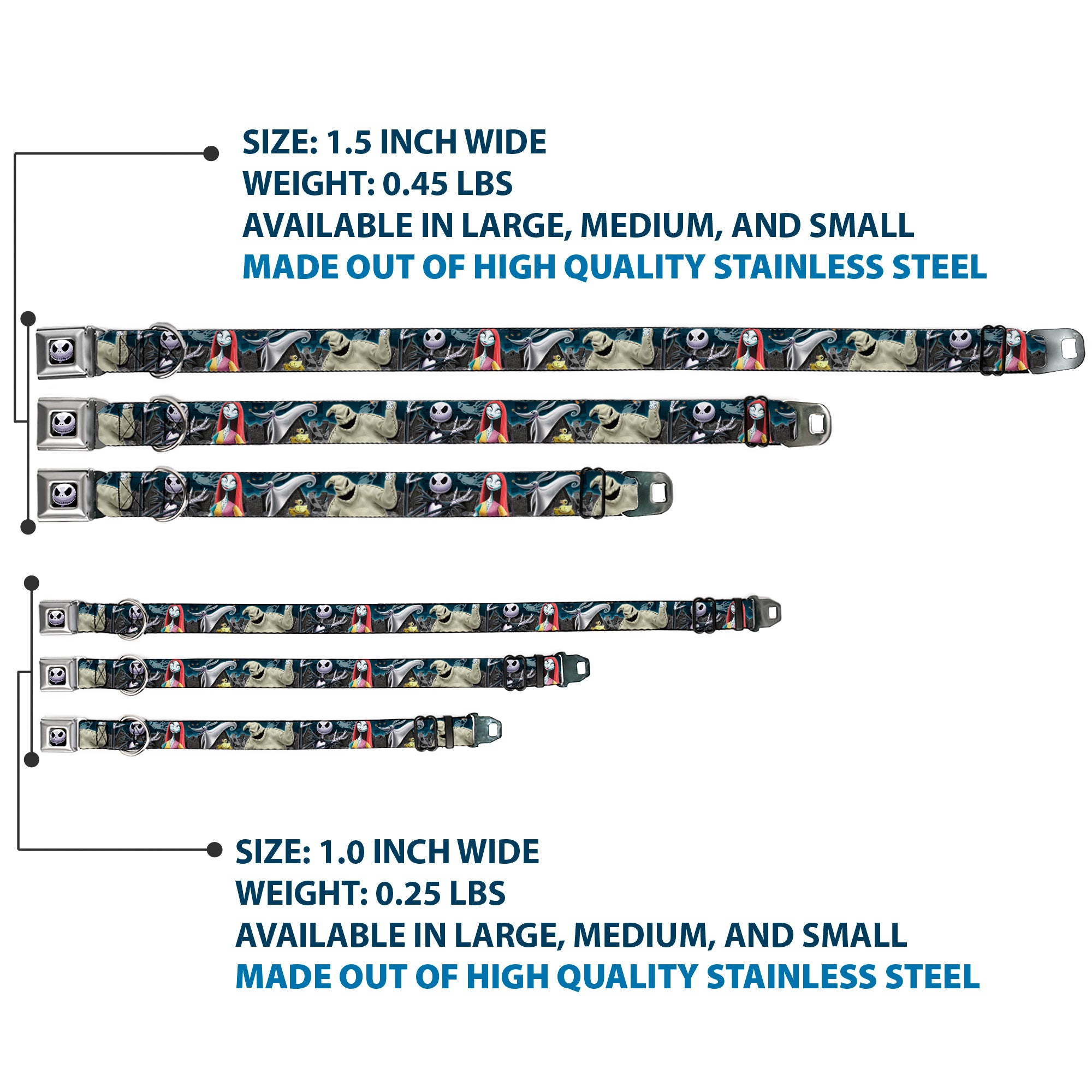 Jack Expression6 Full Color Seatbelt Buckle Collar - Nightmare Before Christmas 4-Character Group/Cemetery Scene Seatbelt Buckle Collars Disney