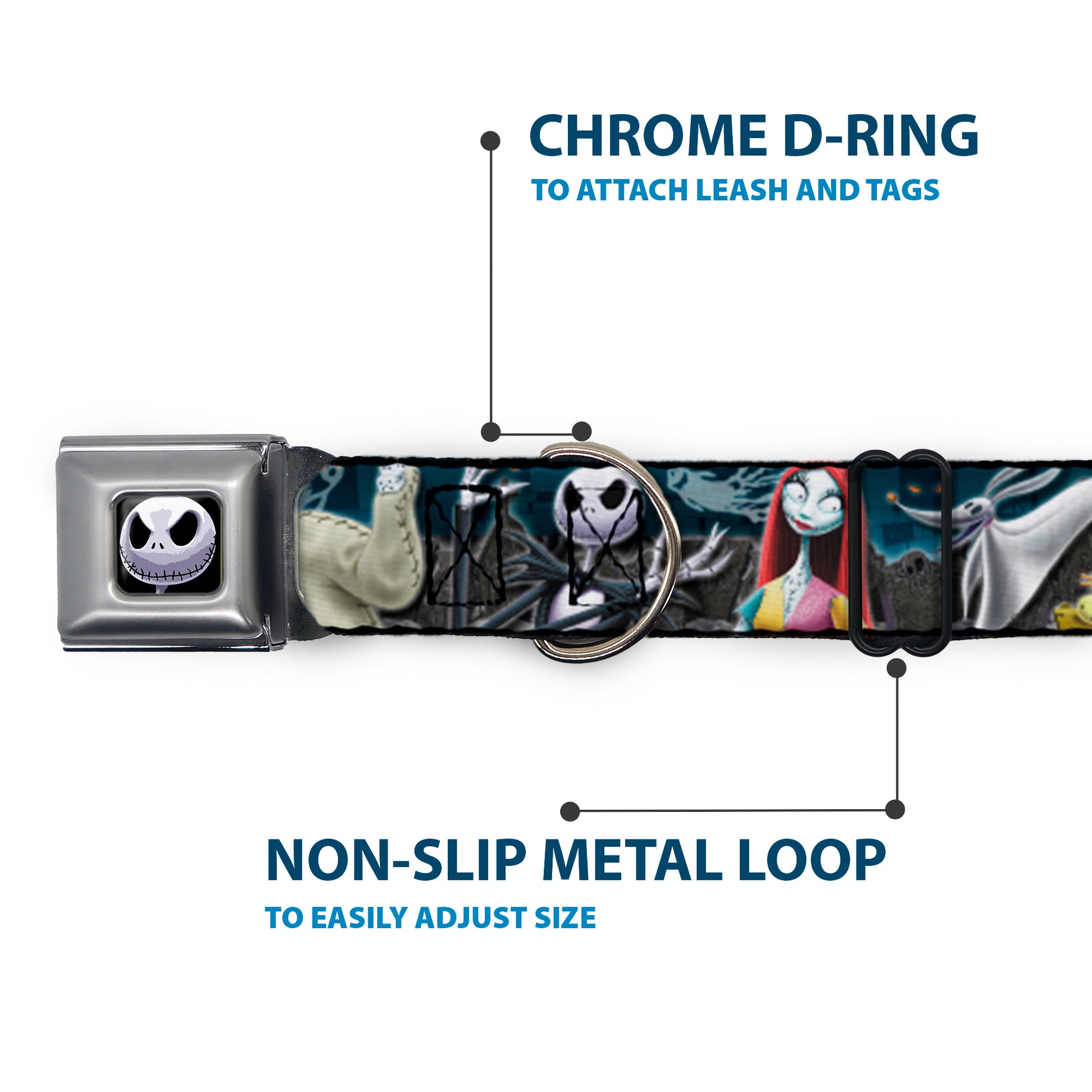 Jack Expression6 Full Color Seatbelt Buckle Collar - Nightmare Before Christmas 4-Character Group/Cemetery Scene Seatbelt Buckle Collars Disney