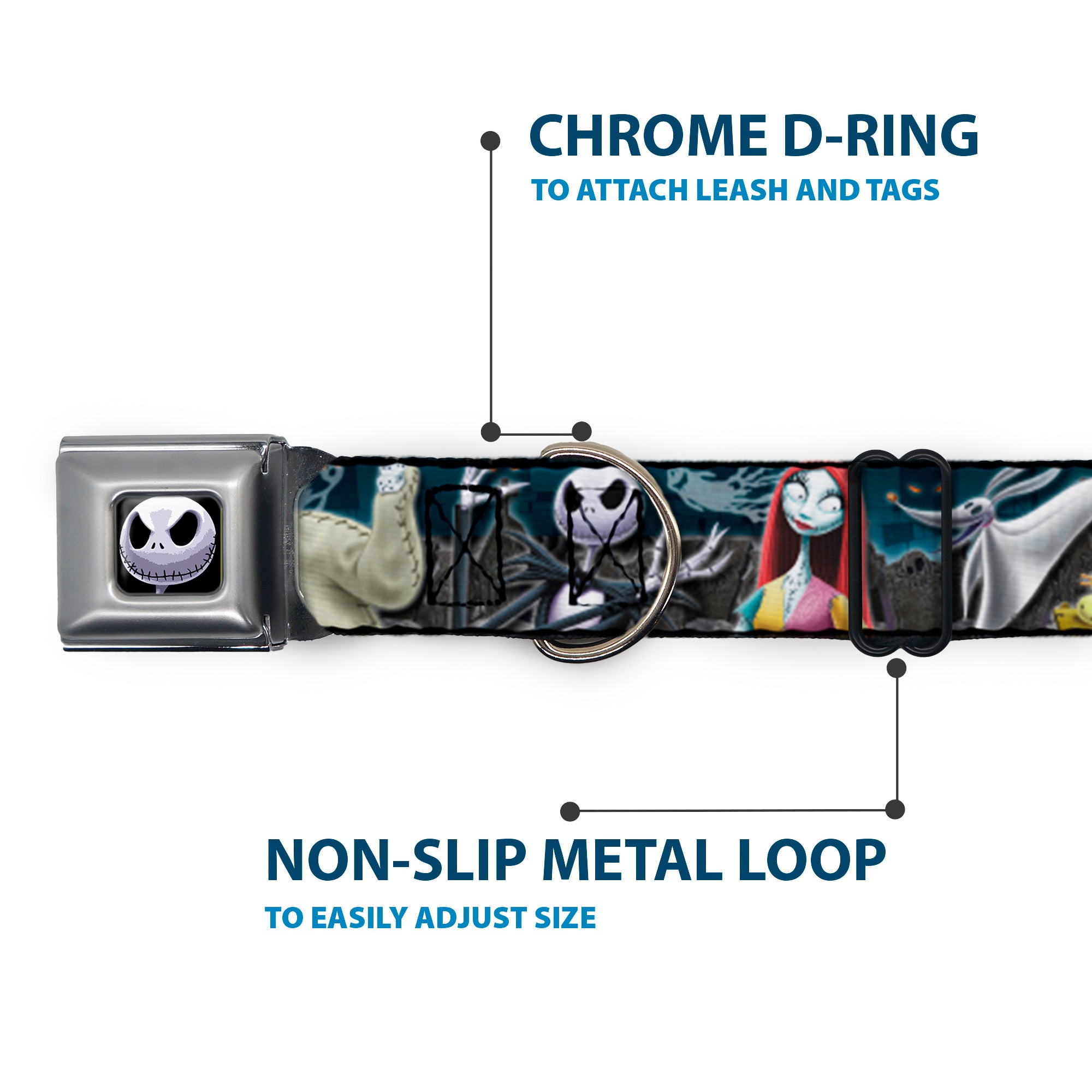 Jack Expression6 Full Color Seatbelt Buckle Collar - Nightmare Before Christmas 4-Character Group/Cemetery Scene Seatbelt Buckle Collars Disney