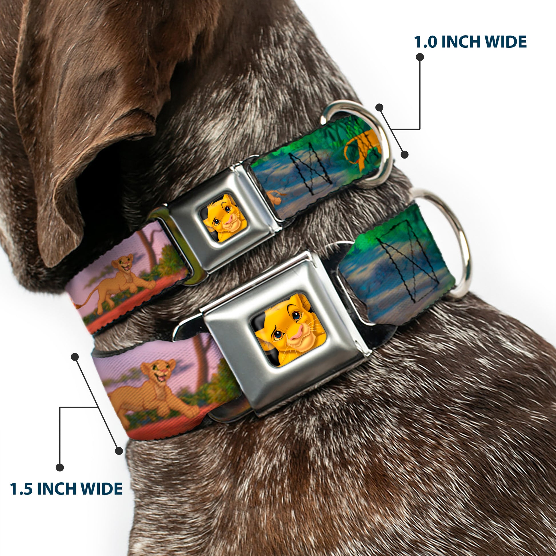 Simba Full Color Seatbelt Buckle Collar - Lion King Simba & Nala Growing Up Scenes Seatbelt Buckle Collars Disney