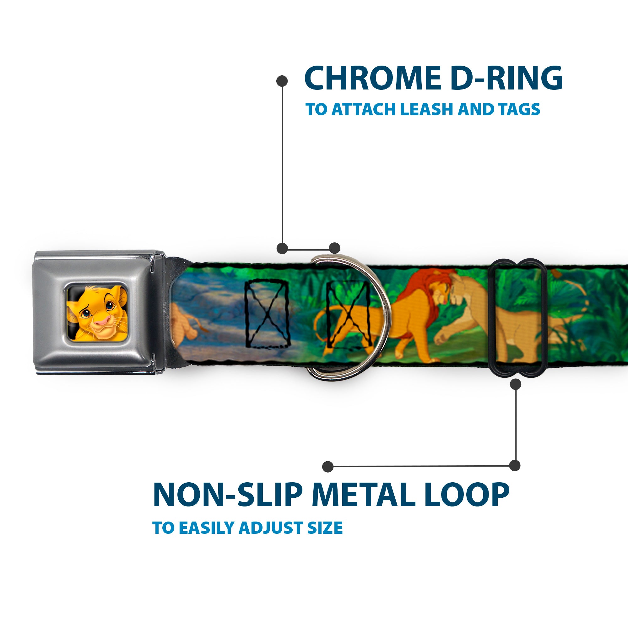 Simba Full Color Seatbelt Buckle Collar - Lion King Simba & Nala Growing Up Scenes Seatbelt Buckle Collars Disney