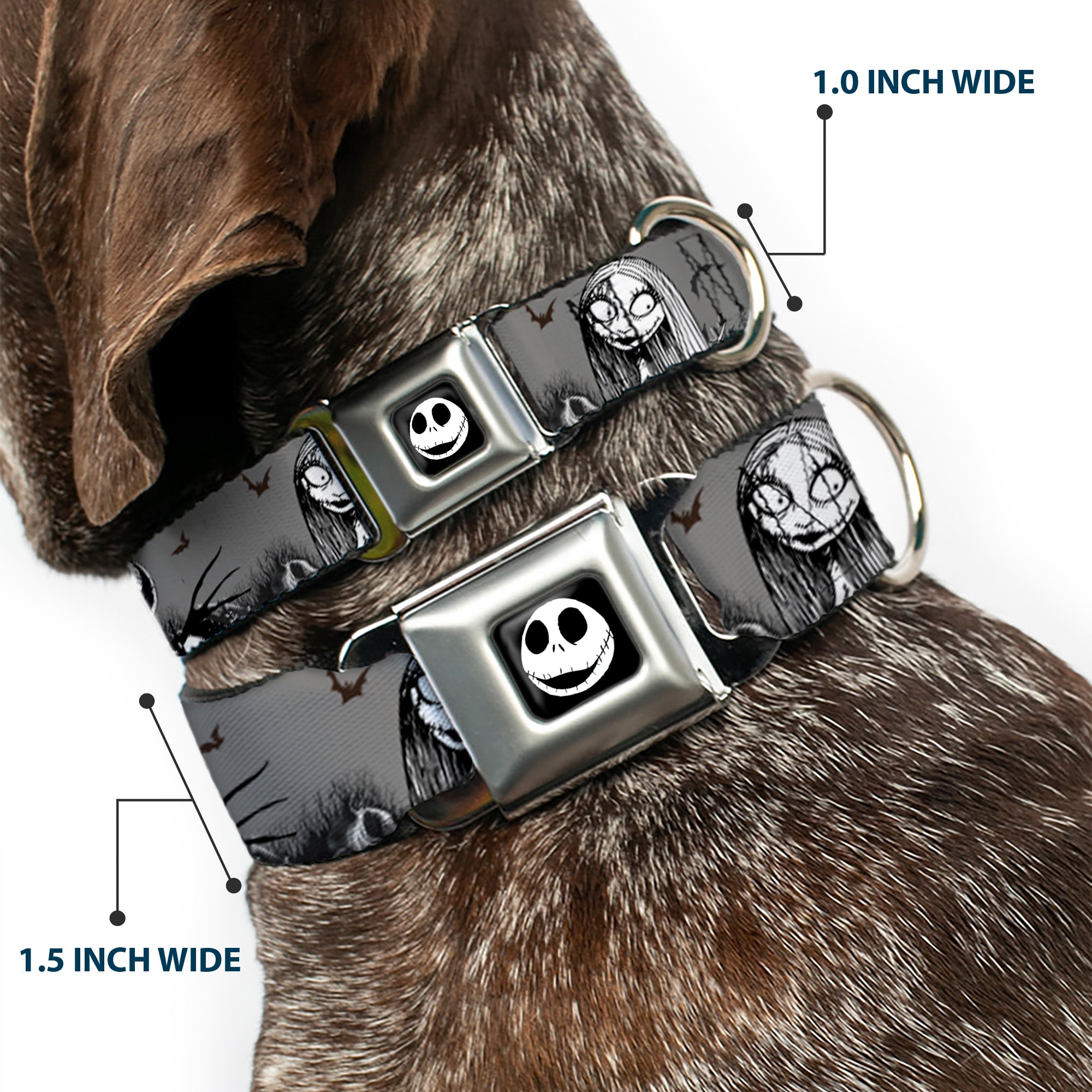 Jack Expression7 Full Color Seatbelt Buckle Collar - NBC Jack & Sally Cemetery Scene Gray/Black/White Seatbelt Buckle Collars Disney