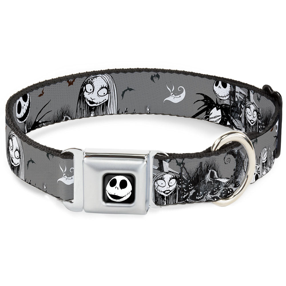 Jack Expression7 Full Color Seatbelt Buckle Collar - NBC Jack & Sally Cemetery Scene Gray/Black/White Seatbelt Buckle Collars Disney
