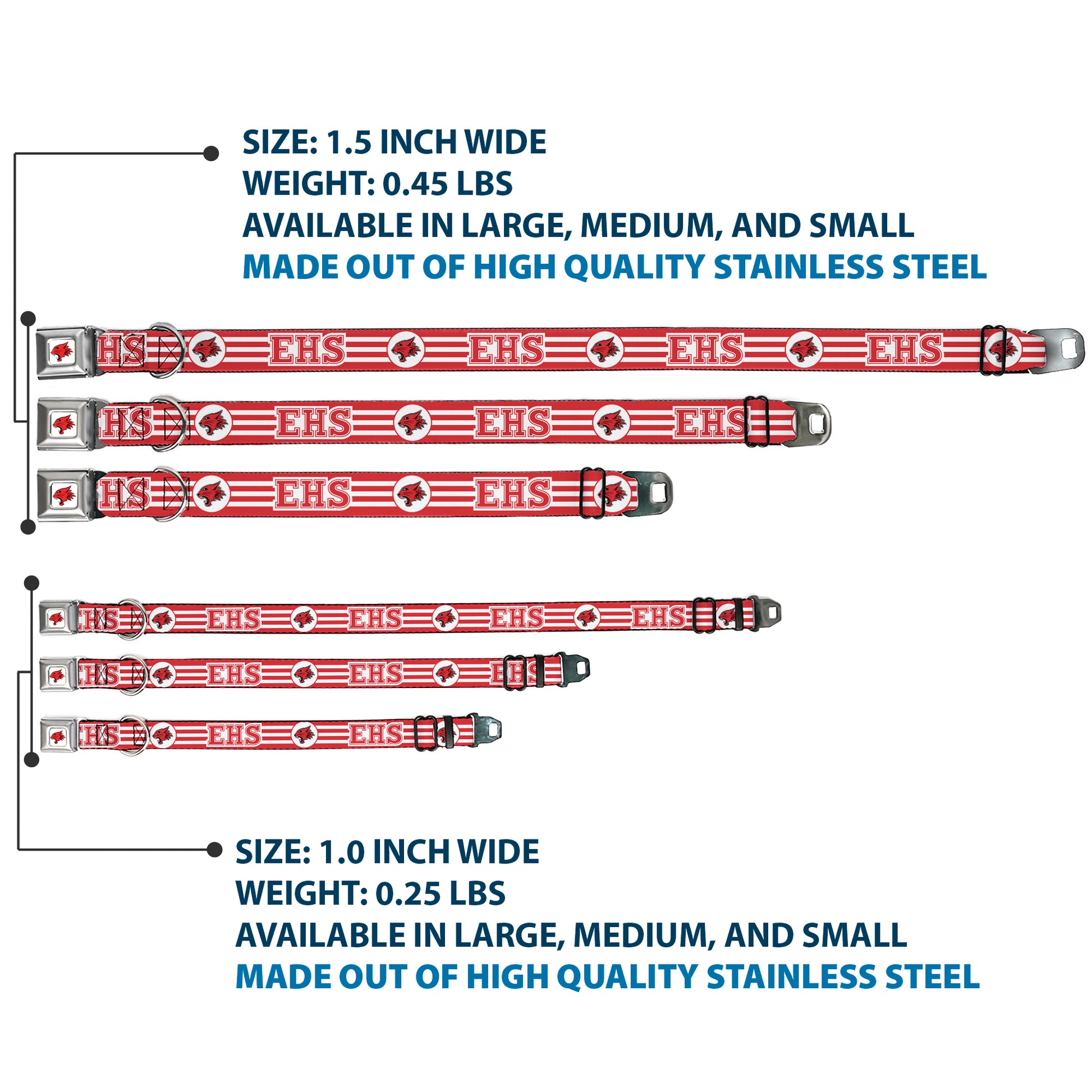 High School Musical East High School Wildcat Logo Full Color White/Red Seatbelt Buckle Collar - High School Musical East High School EHS Wildcats Logo/Stripe White/Red Seatbelt Buckle Collars Disney