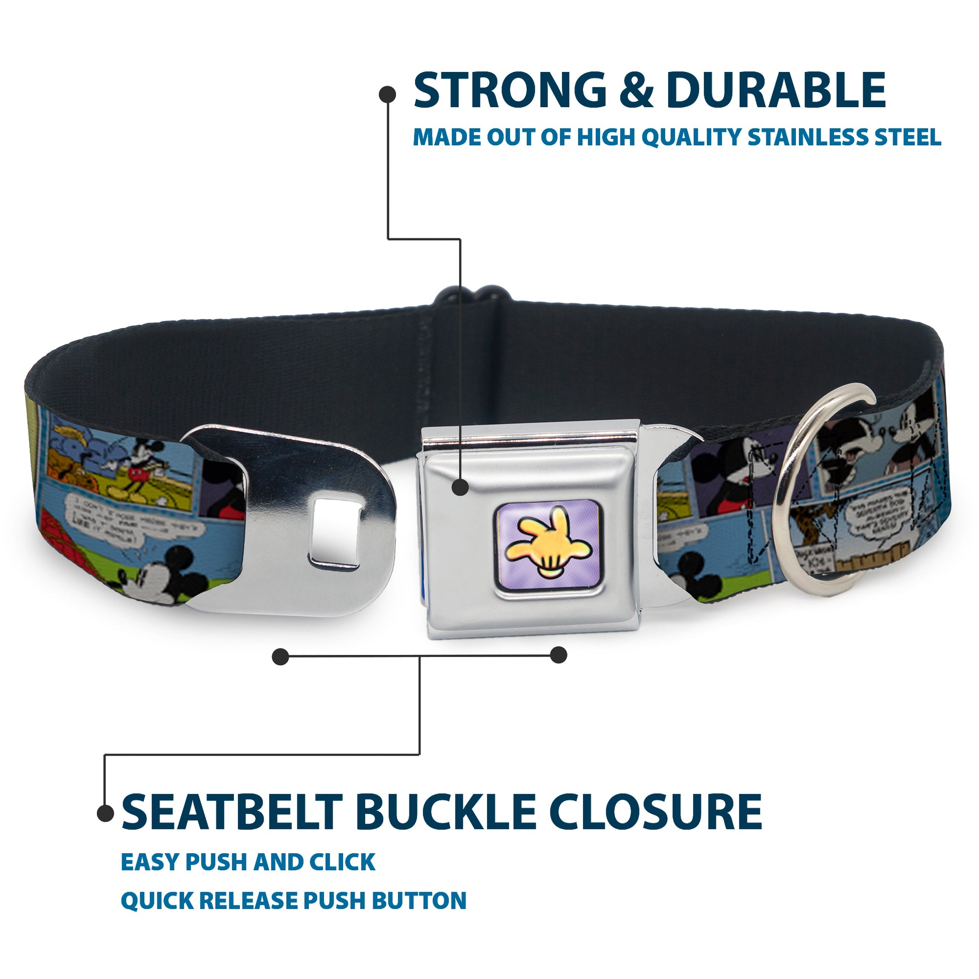 Mickey's Glove Purple Rays Full Color Seatbelt Buckle Collar - Mickey & Minnie Comic Strip Seatbelt Buckle Collars Disney