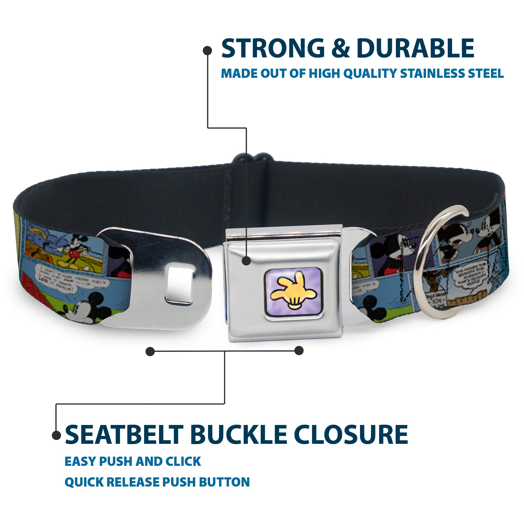 Mickey's Glove Purple Rays Full Color Seatbelt Buckle Collar - Mickey & Minnie Comic Strip Seatbelt Buckle Collars Disney