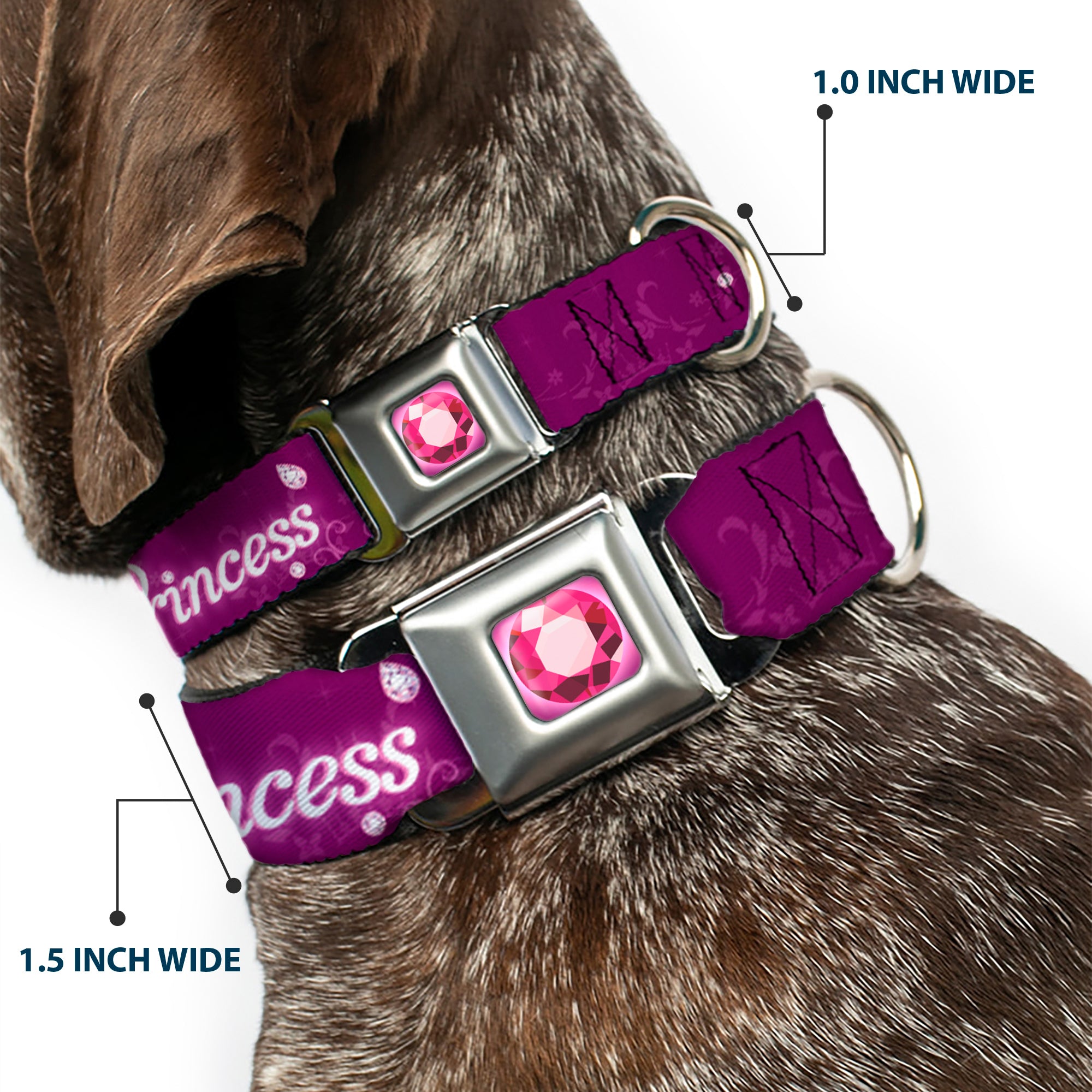 Princess Gem Full Color Fuchsia Seatbelt Buckle Collar - I'M 99.9% SURE I'M A DISNEY PRINCESS Pinks/White Seatbelt Buckle Collars Disney