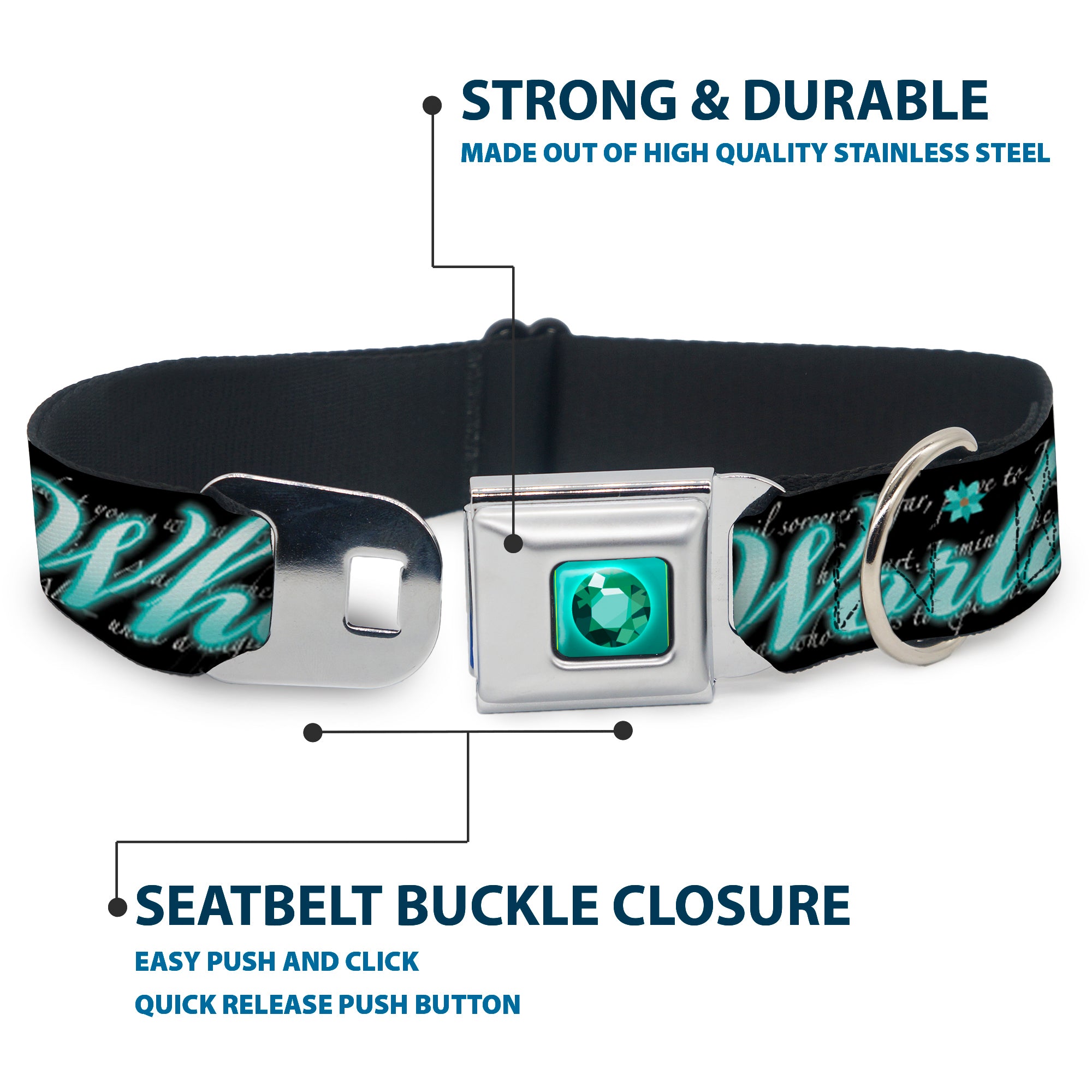 Princess Gem Full Color Turquoise Seatbelt Buckle Collar - Aladdin A WHOLE NEW WORLD/Story Script Seatbelt Buckle Collars Disney